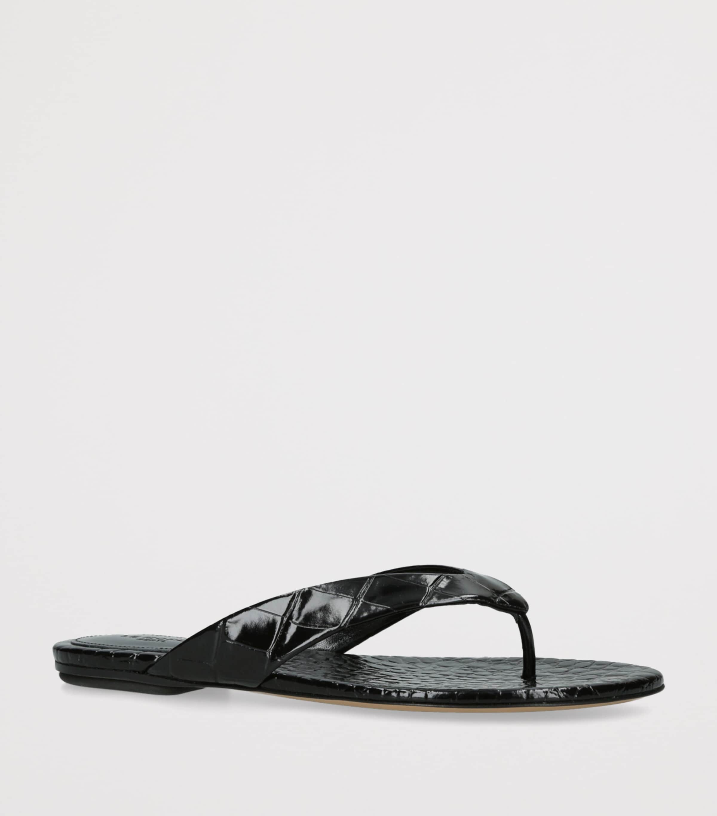 Le Monde Beryl Croc-Effect Leather Sandals Black Image 5