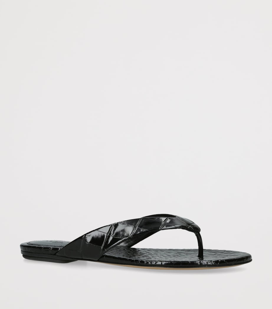 Le Monde Beryl Croc-Effect Leather Sandals Black Image 5