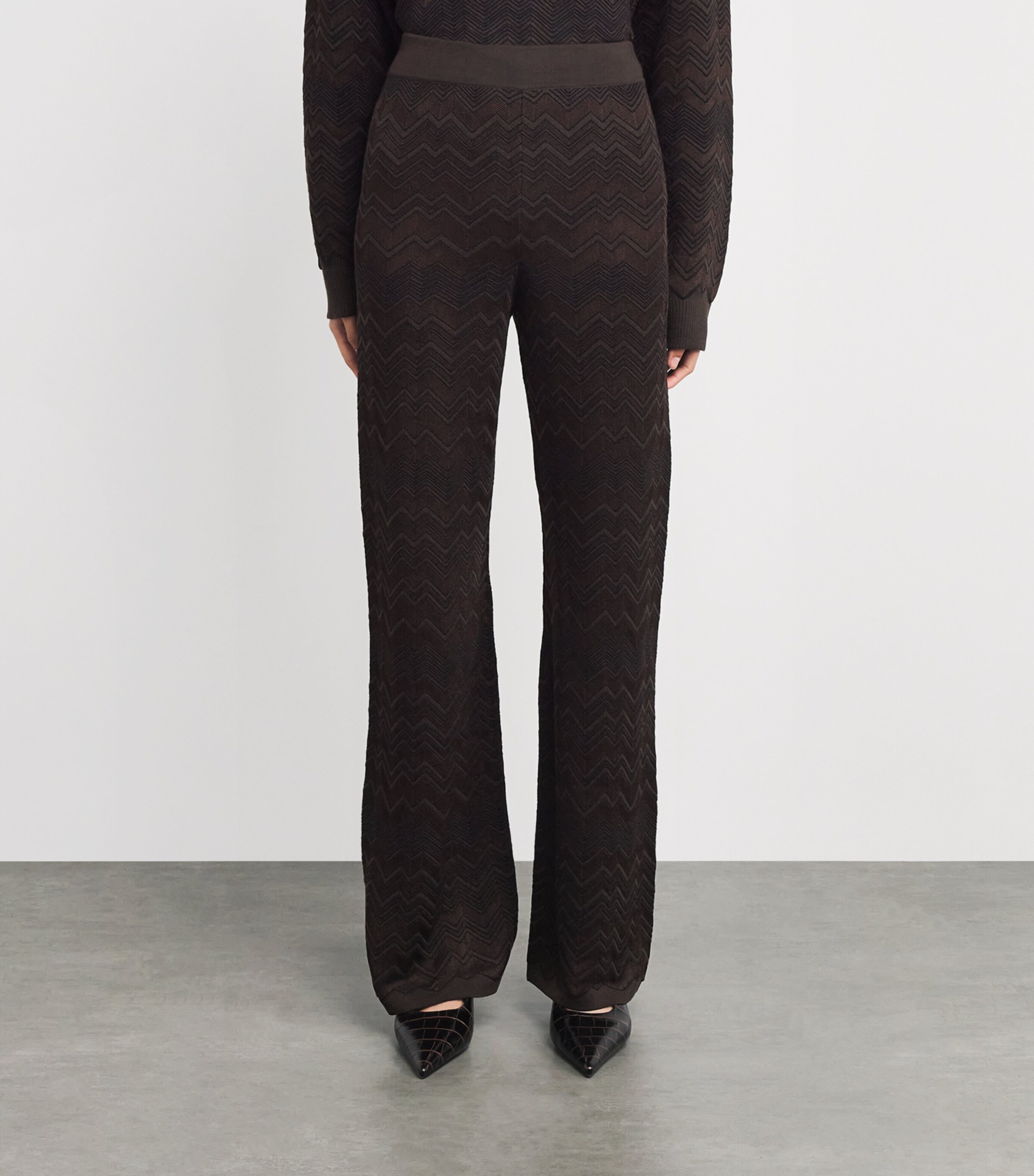 Missoni Womens Zigzag High-Rise Leggings Solid Brown Image 3