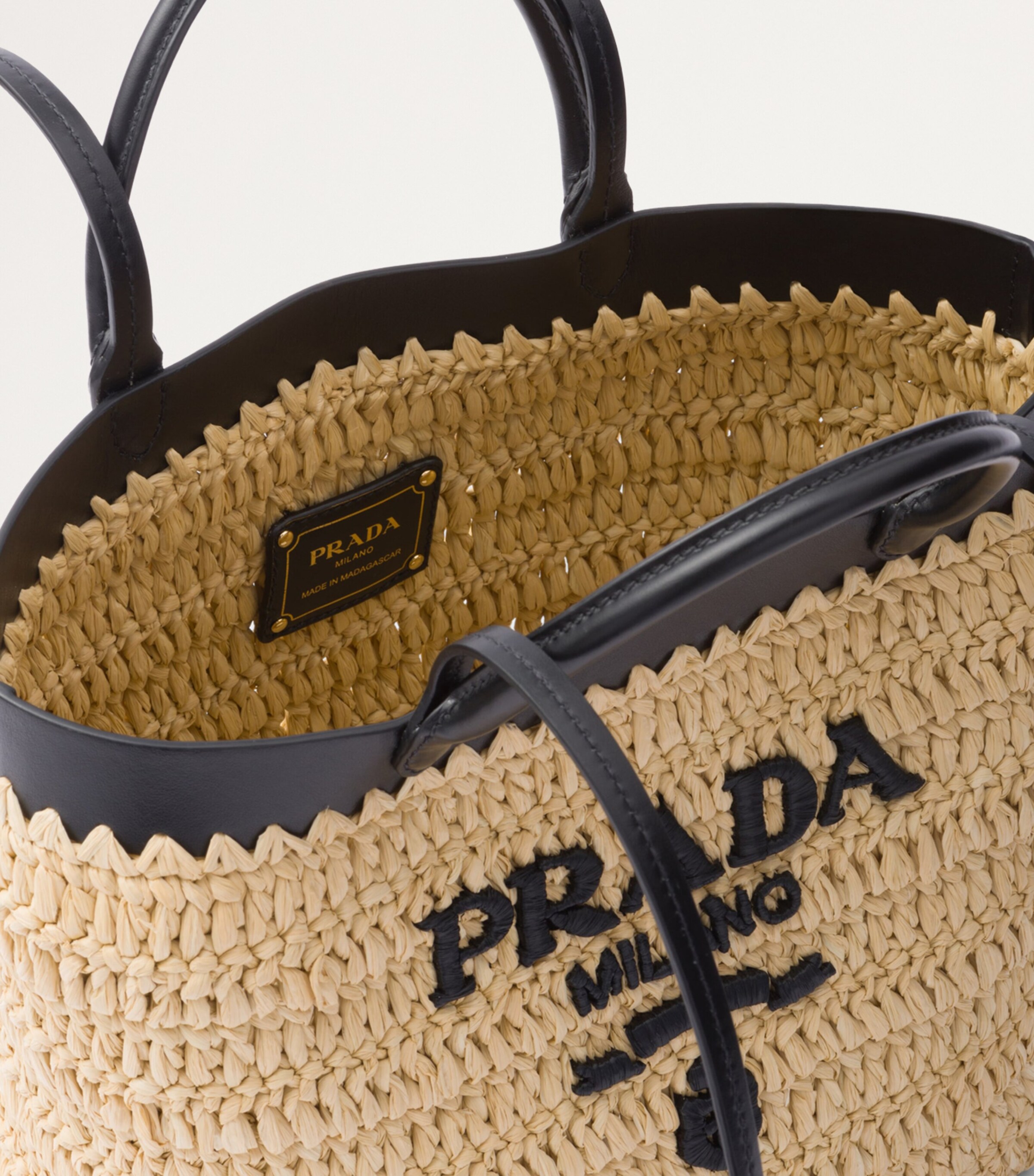 Prada Small Woven Tote Bag Image 6