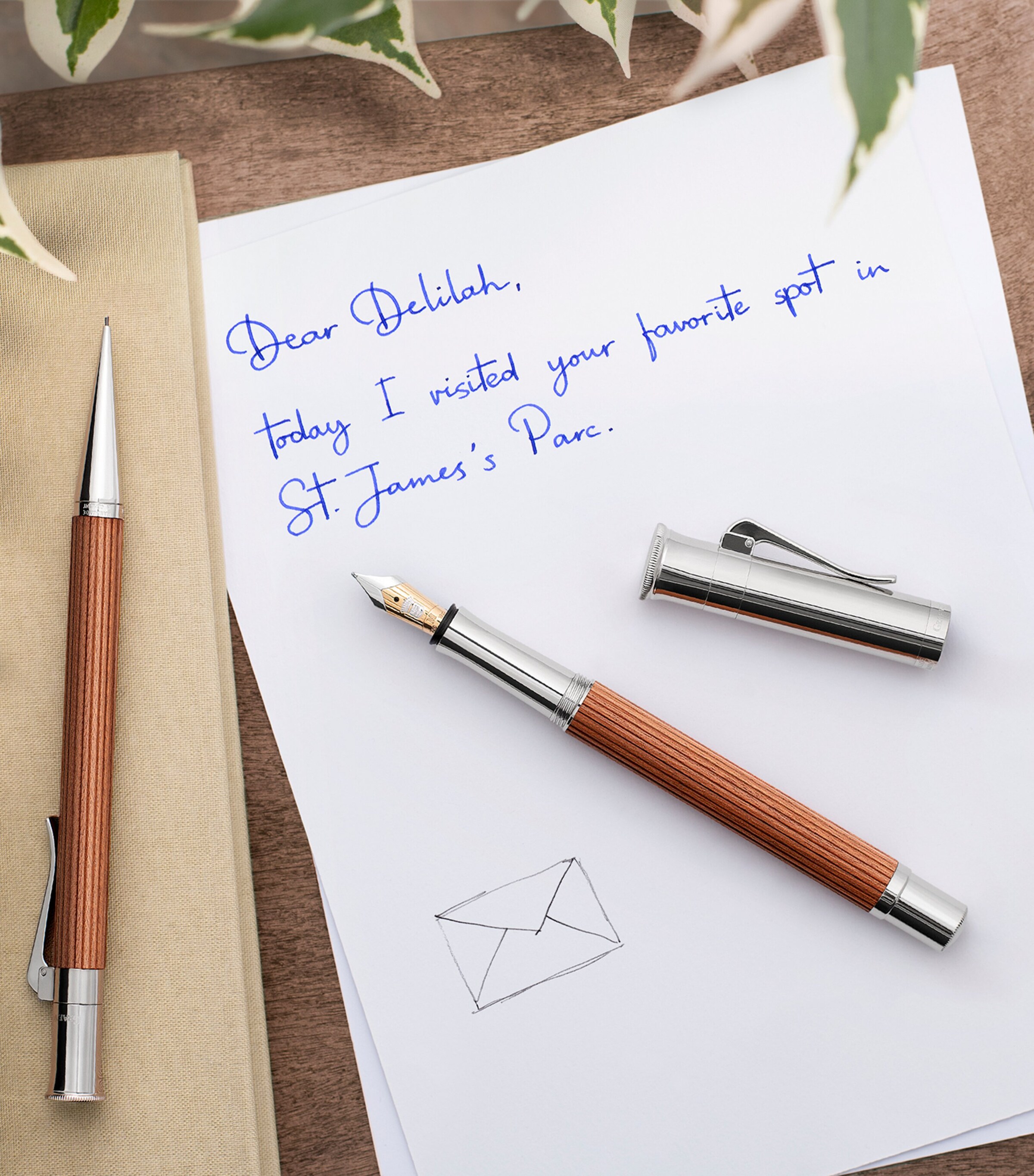 Graf von Faber-Castell Wood and Platinum-Plated Classic Propelling Ballpoint Pen Reddish Brown Wood Image 3