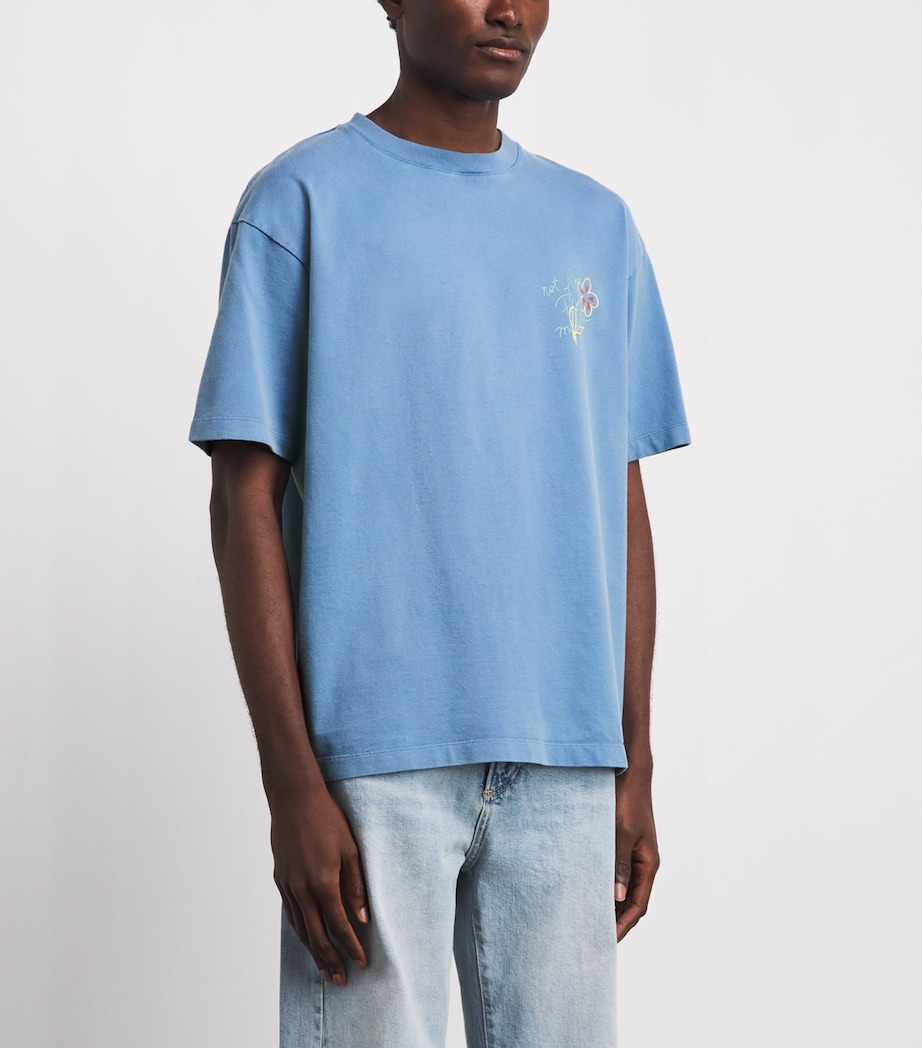 Drôle de Monsieur Mens Cotton Esquisse Slogan T-Shirt Light Blue Image 4