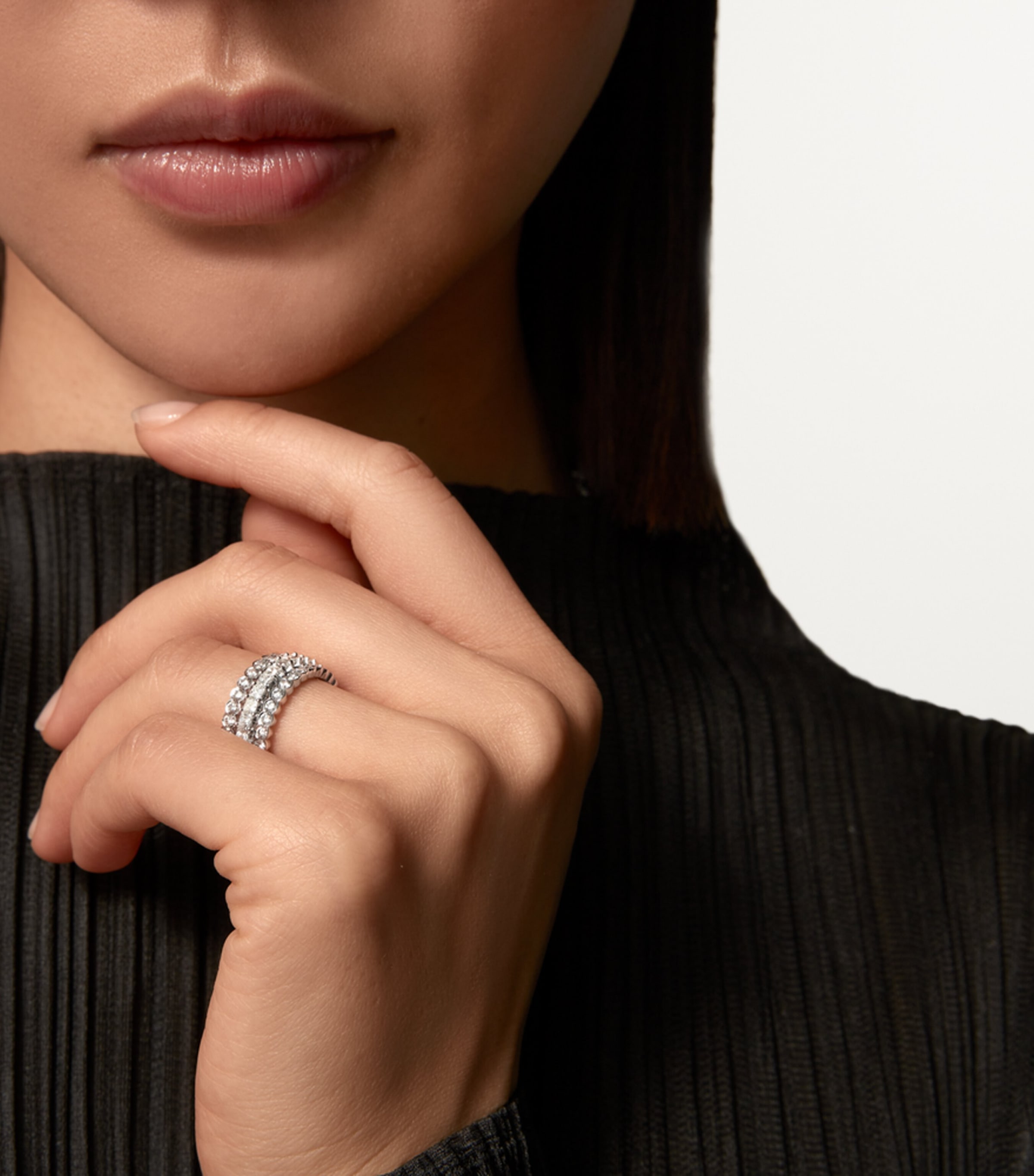 White Gold and Diamond Broderie de Cartier Ring WHITE GOLD Image 2