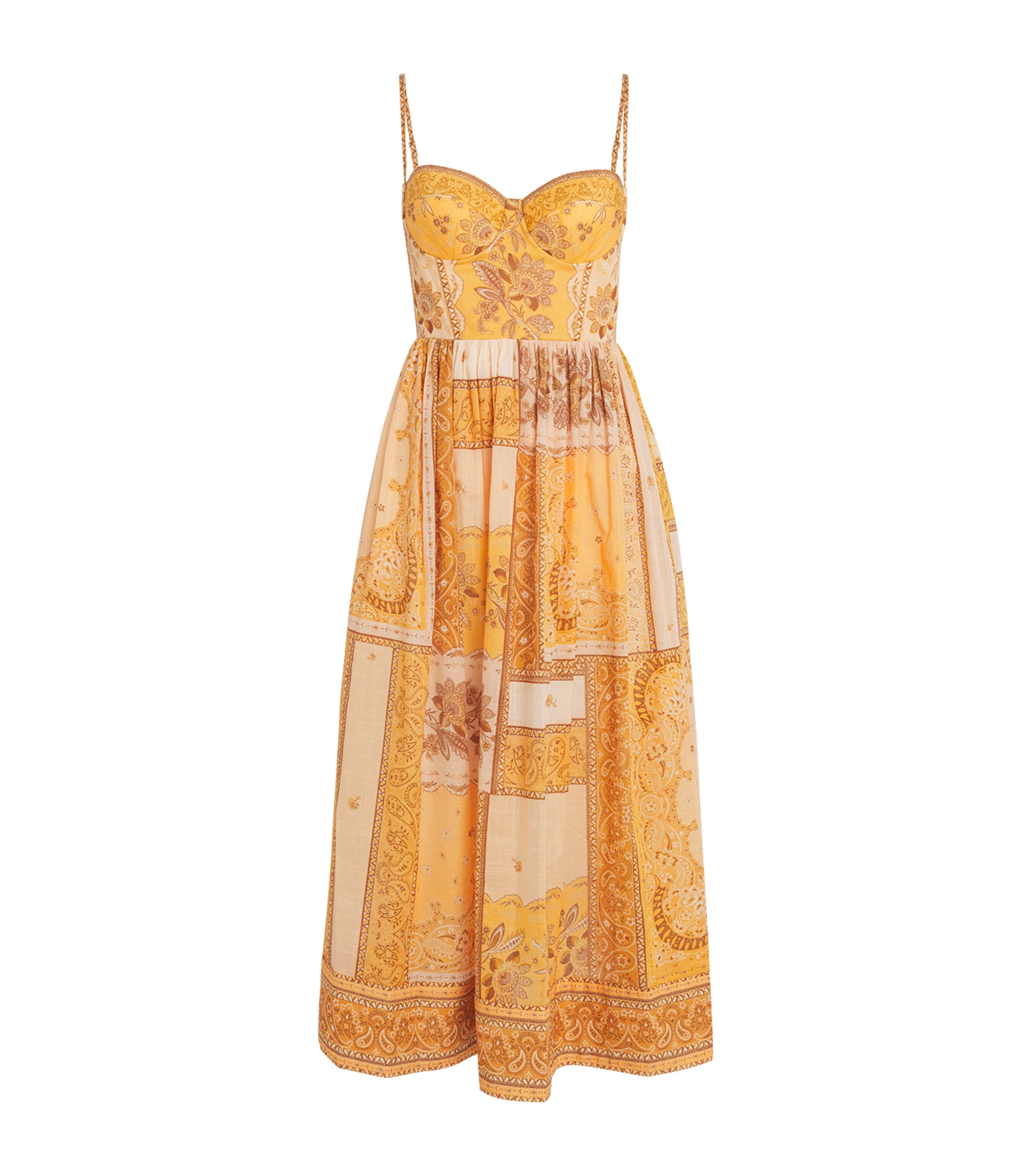 Zimmermann Lucky Corset Printed Cotton Midi Dress
