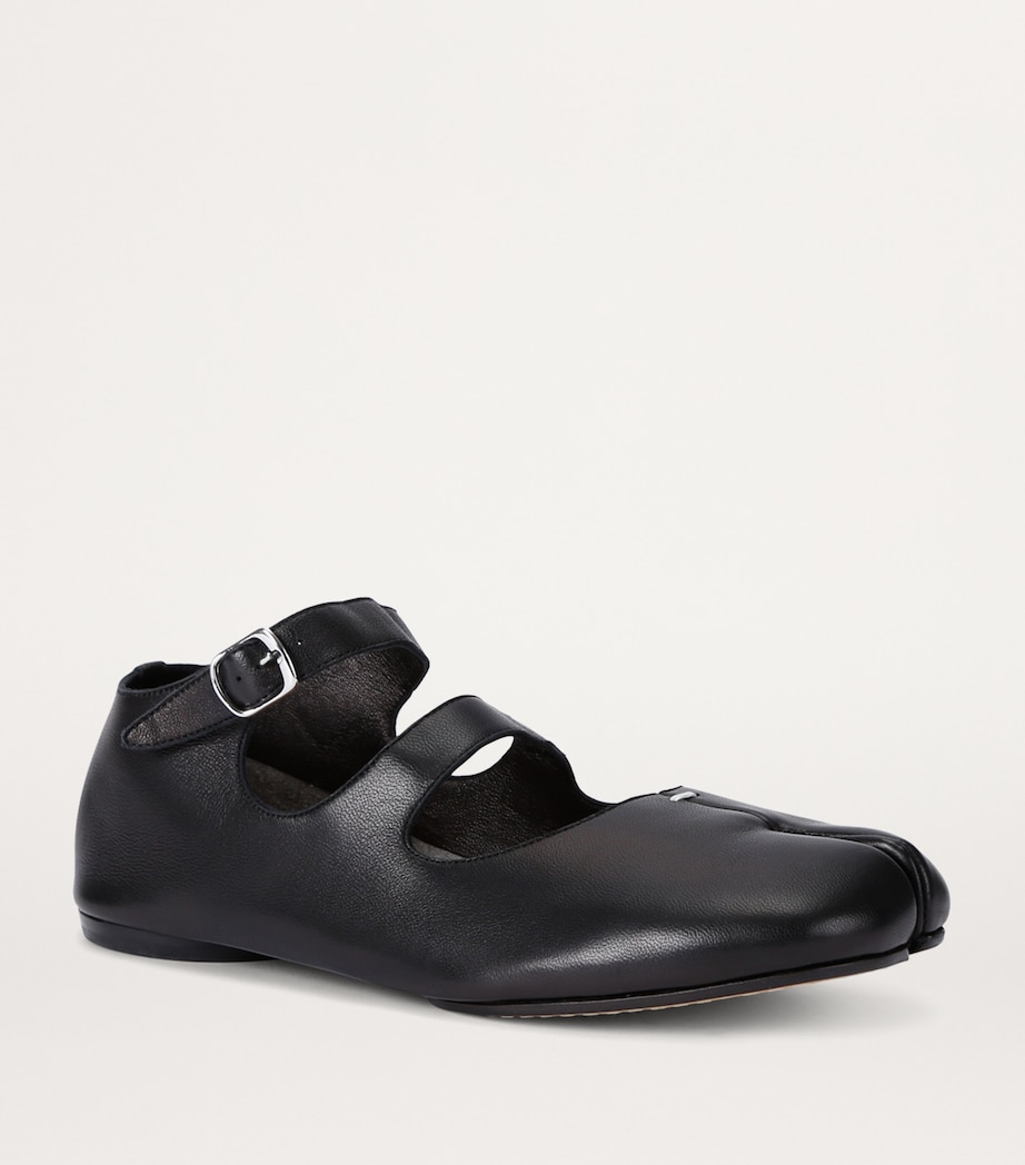 Maison Margiela Leather Tabi Strap Ballerina Flats Black Image 3