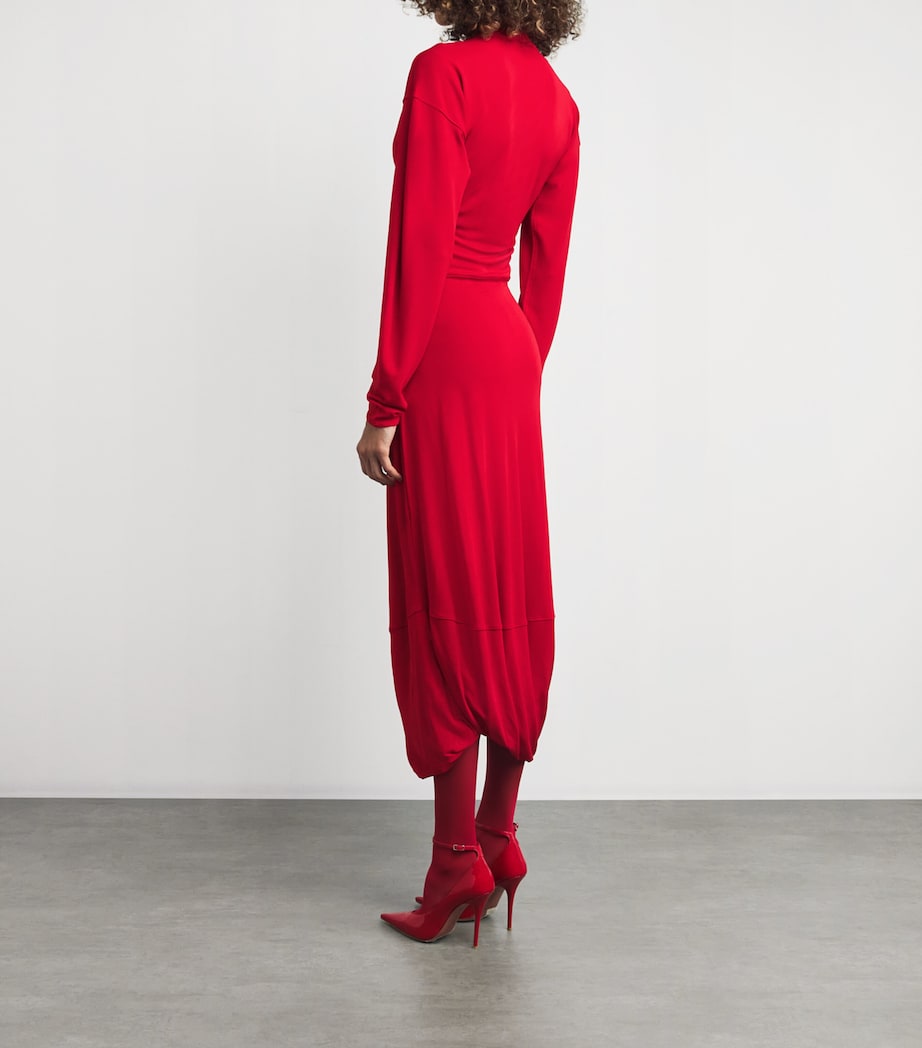 Pocket-Detail Cowl-Neck Midi Dress RE302 LIPSTICK RED Image 3