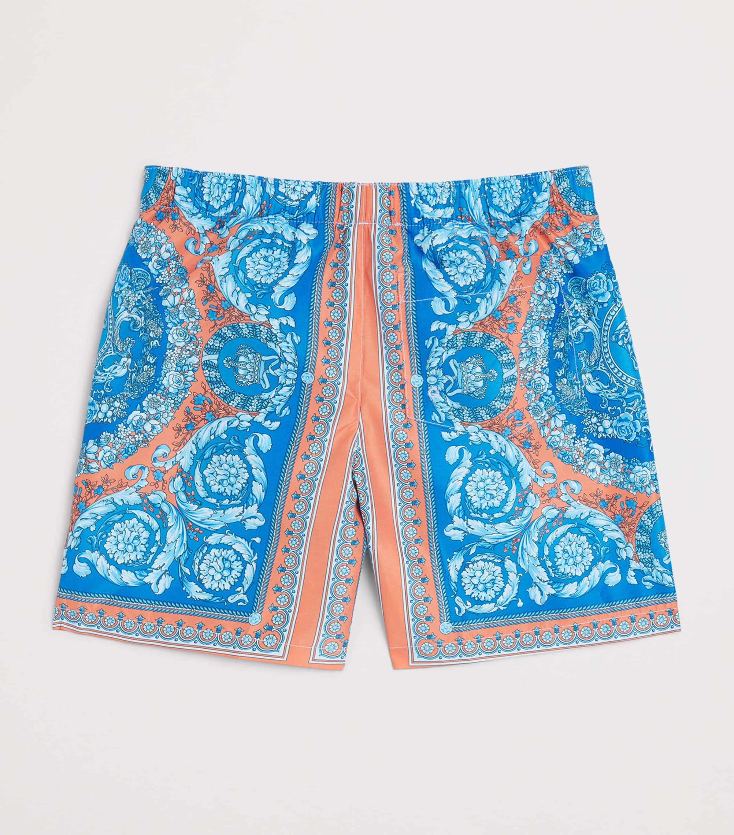 Versace Kids Electric Barocco Print Swim Shorts (12 Months-5 Years) Blu+ap Mlk Image 2