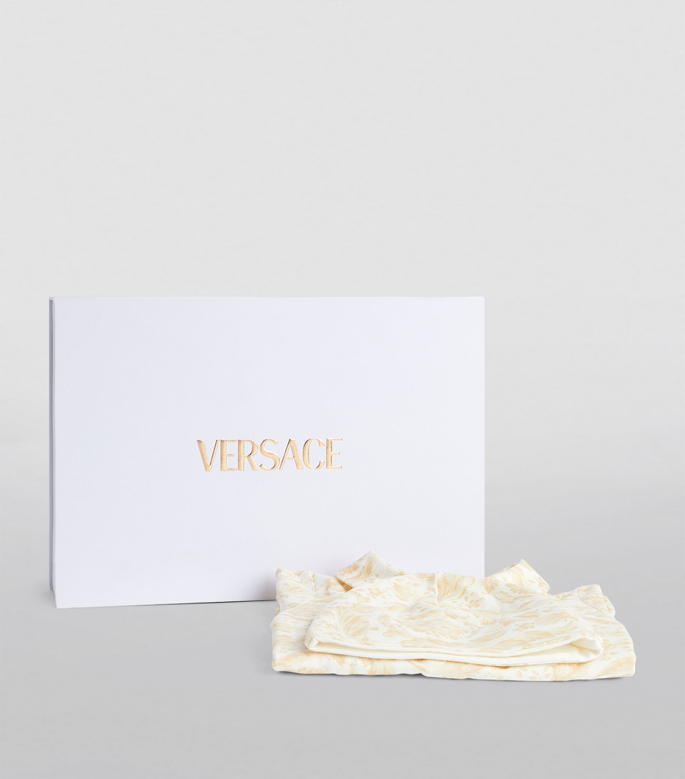 Versace Barocco Print All-in-one And Hat Set In White