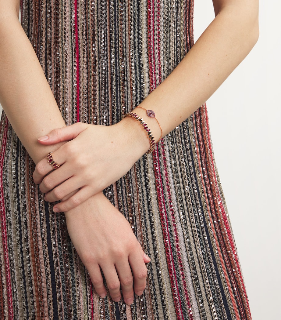 Netali Nissim Rose Gold, Ruby and Quartz Protected Bracelet Red Image 9