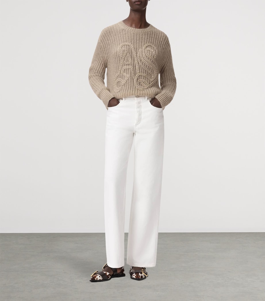 Wool-Blend Chain Sweater BARLEY WHITE Image 2