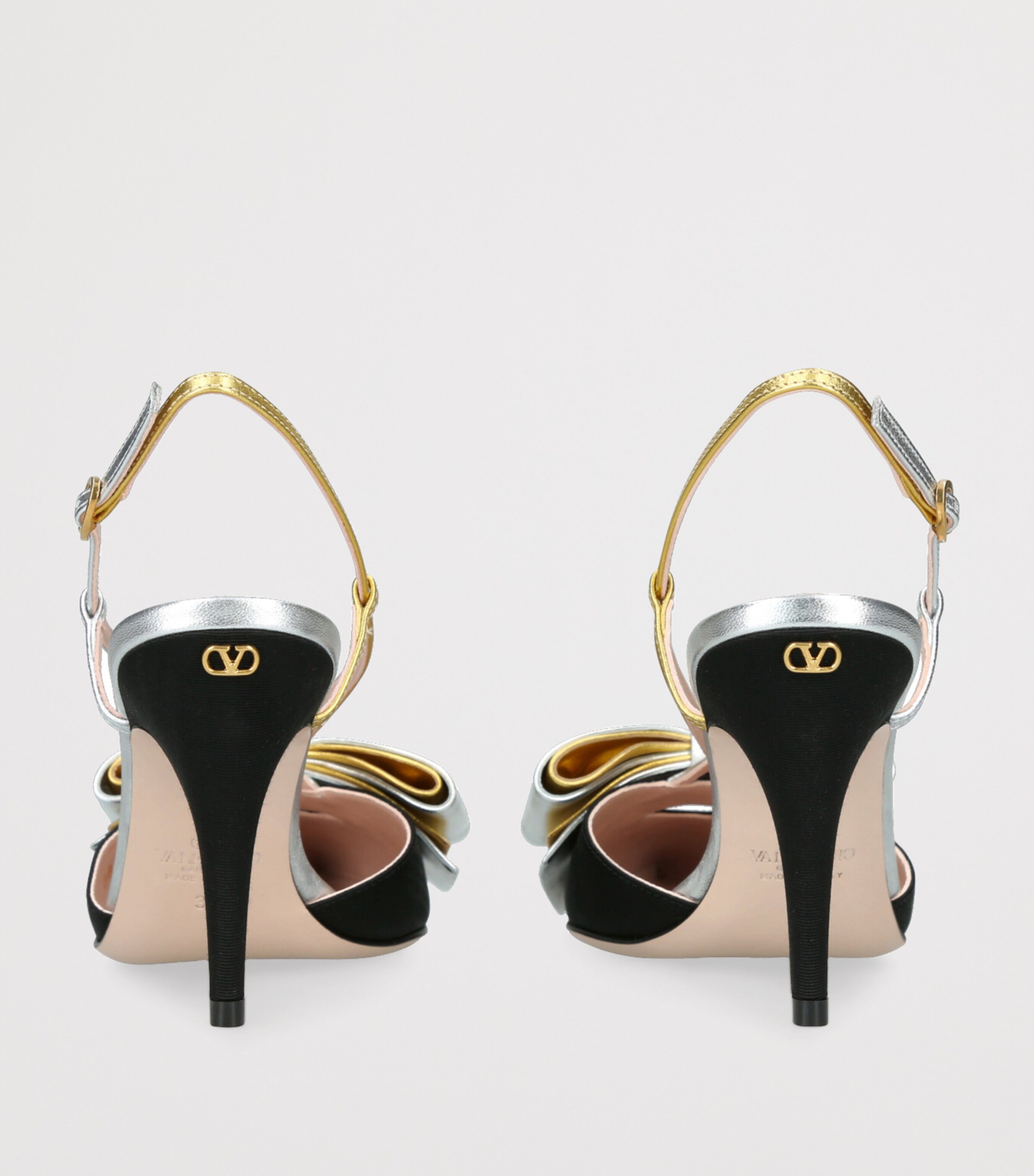 Valentino Garavani Leather Bow-Detail Bowow Slingback Heels 85 Black/comb Image 2