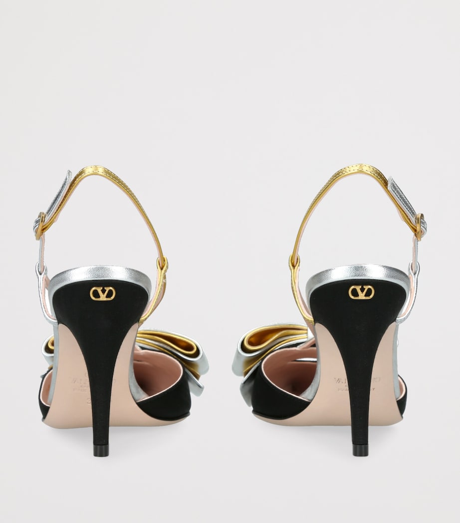 Valentino Garavani Leather Bow-Detail Bowow Slingback Heels 85 Black/comb Image 2