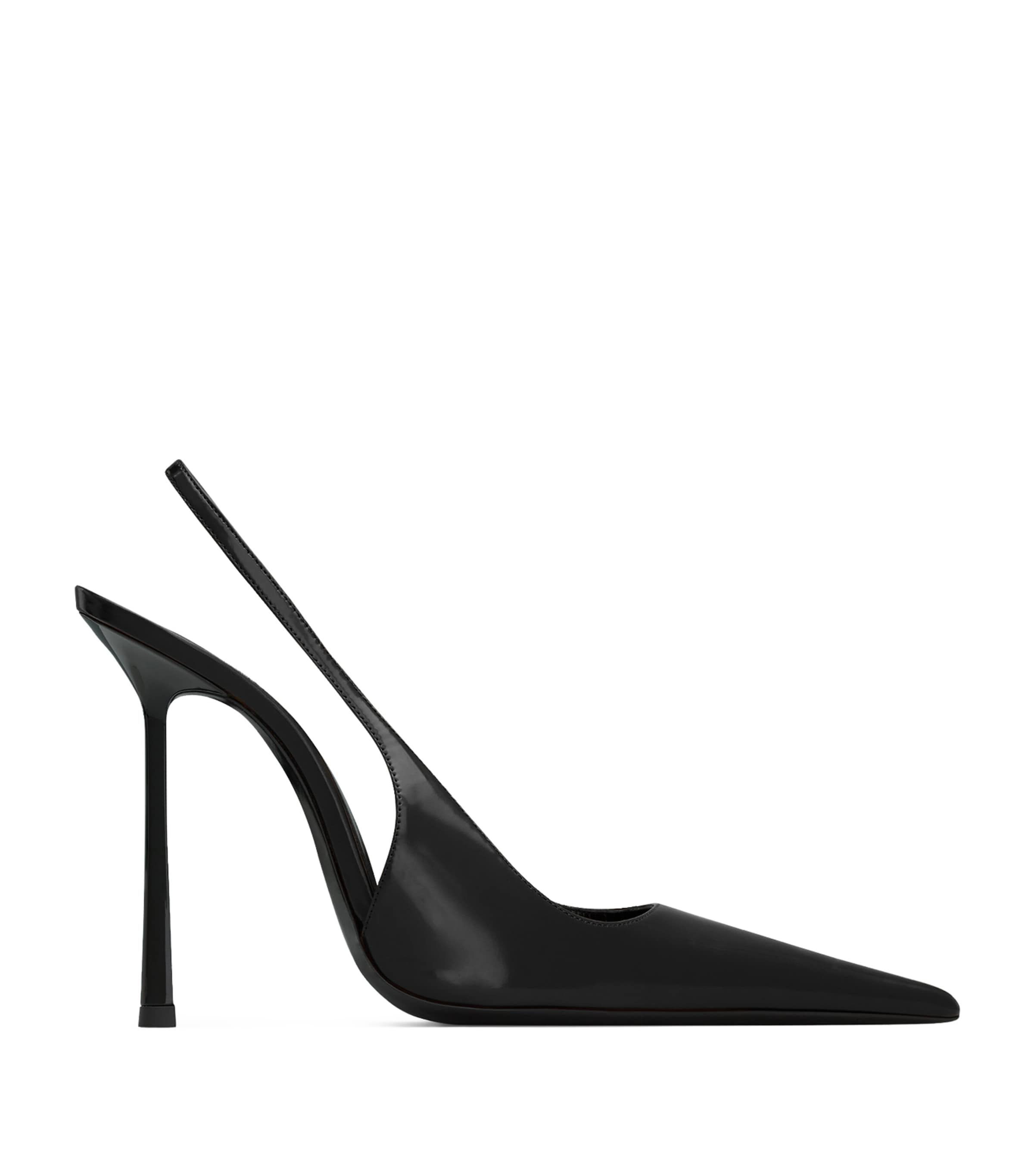 Saint Laurent Vendome Slingback Pumps In Glazed Leather In Black