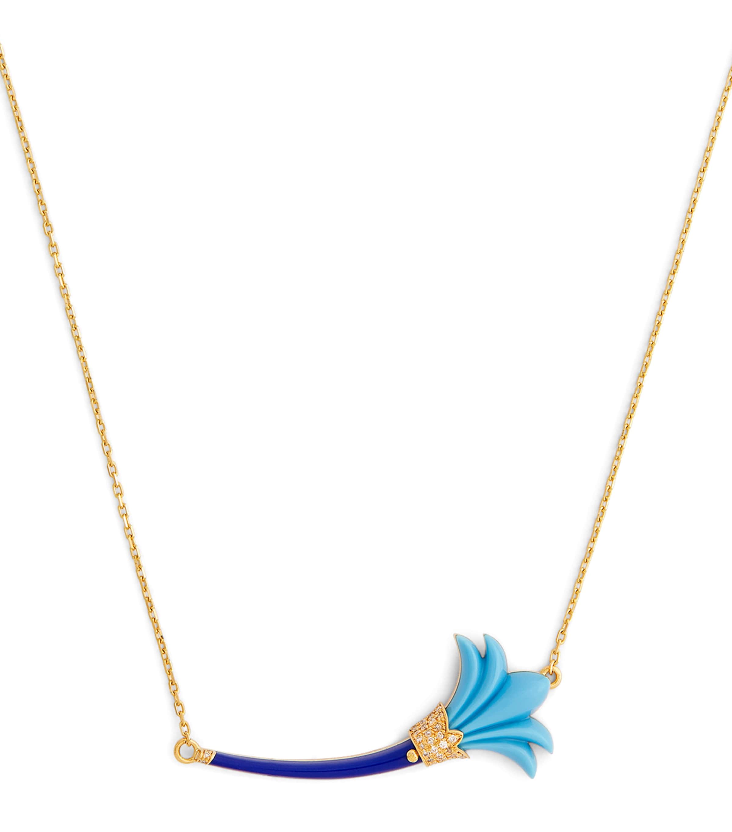 L'atelier Nawbar Yellow Gold, Diamond, Lapis And Turquoise Psychedeliah Necklace In Blue