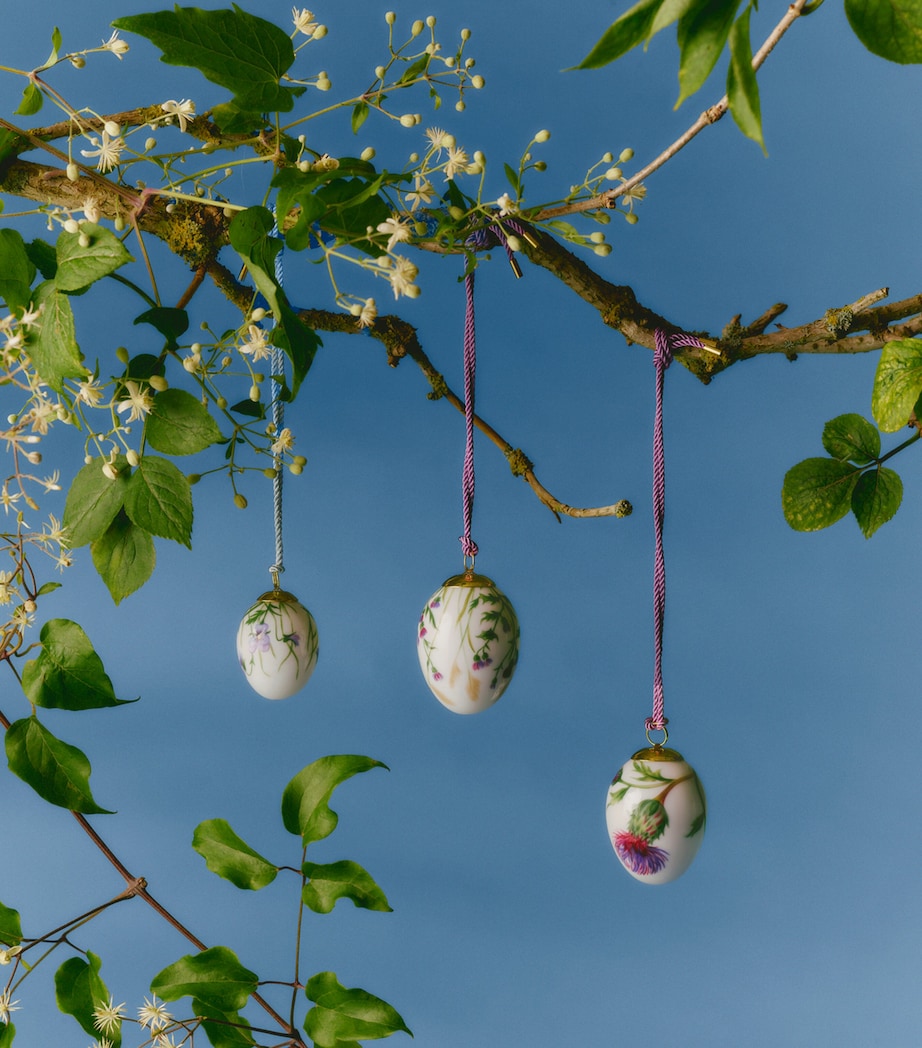 Royal Copenhagen Set of 2 Porcelain Thistle Eggs (6cm) Image 2