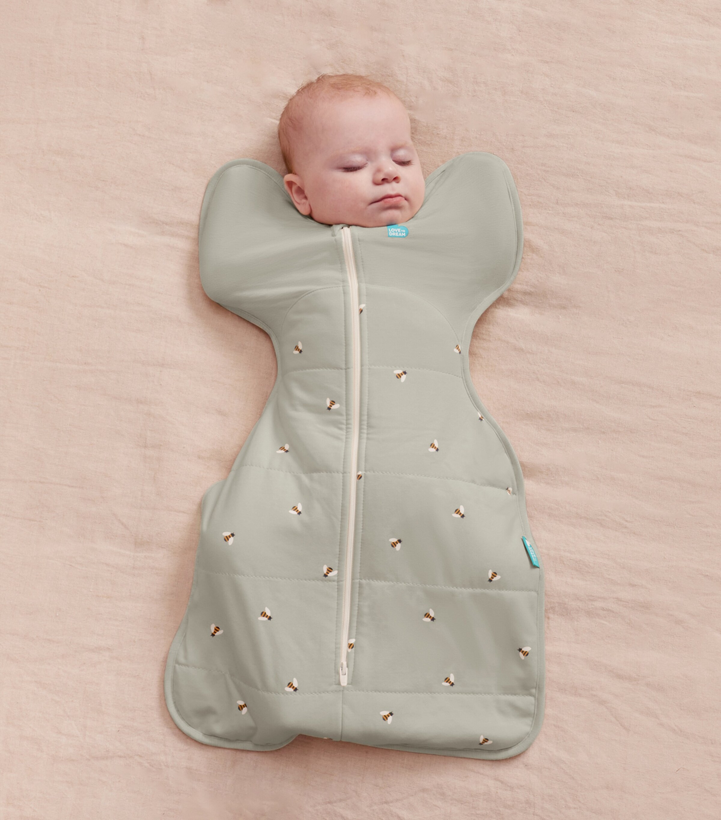 2.5 Tog Stretch-Cotton Bee Swaddle  (Small) OLIVE Image 3