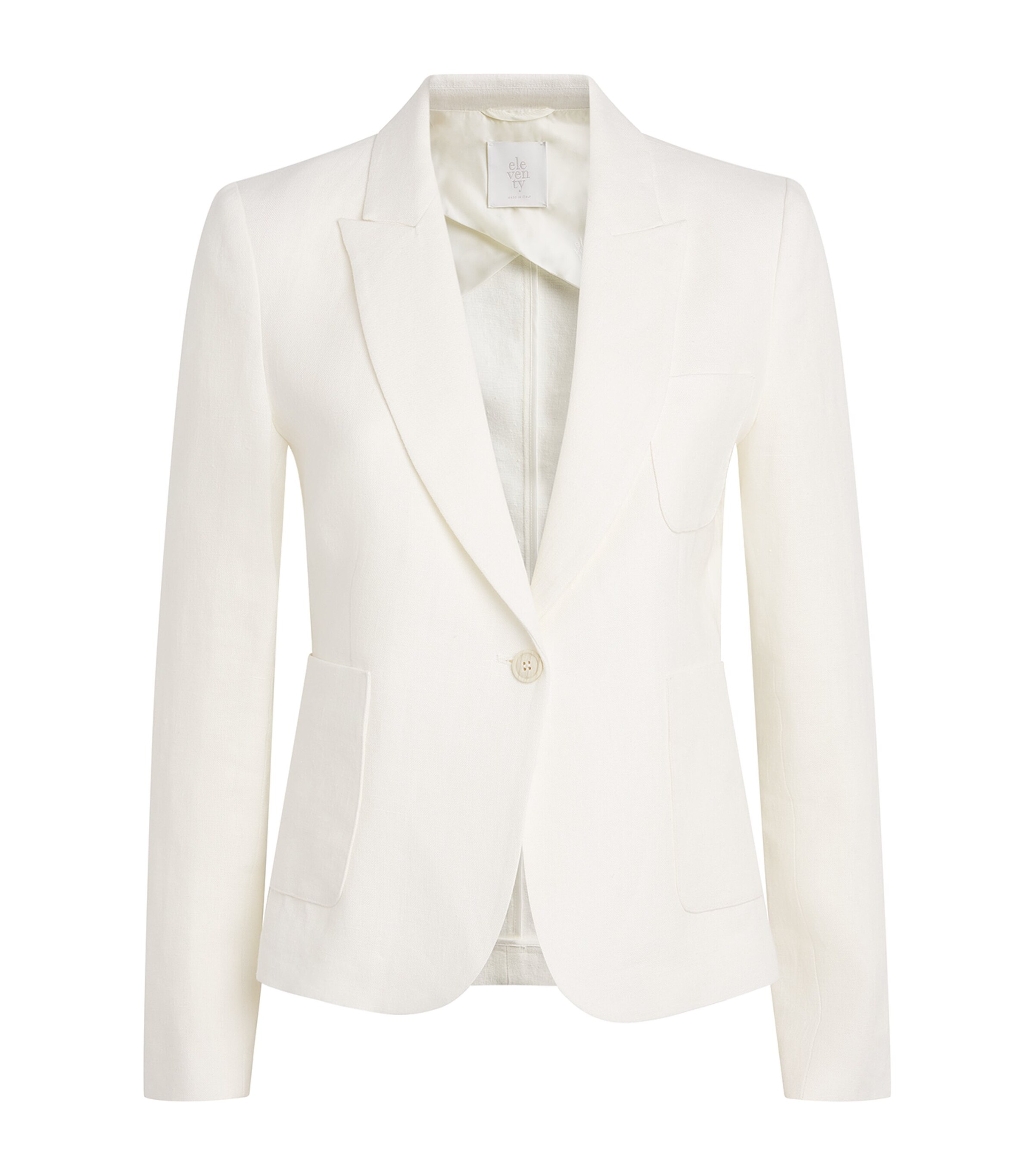 Eleventy Linen Single-breasted Blazer In White