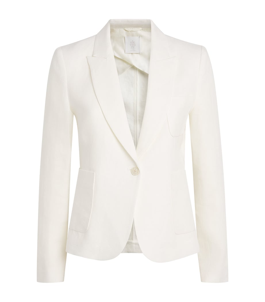 Eleventy Womens Linen Single-Breasted Blazer Bianco Image 1