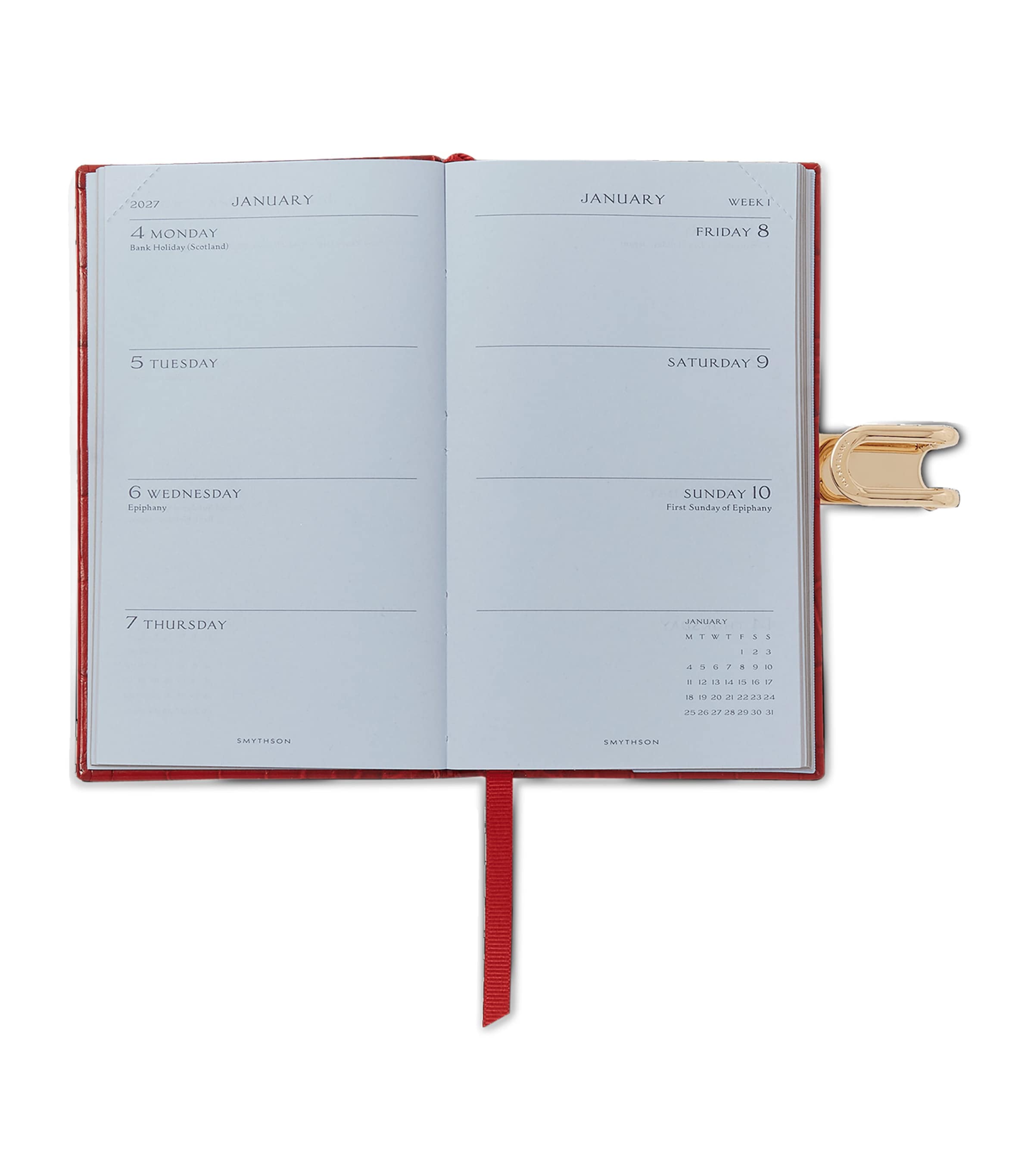 Smythson Leather Panama Weekly Diary 2027 Red Image 2