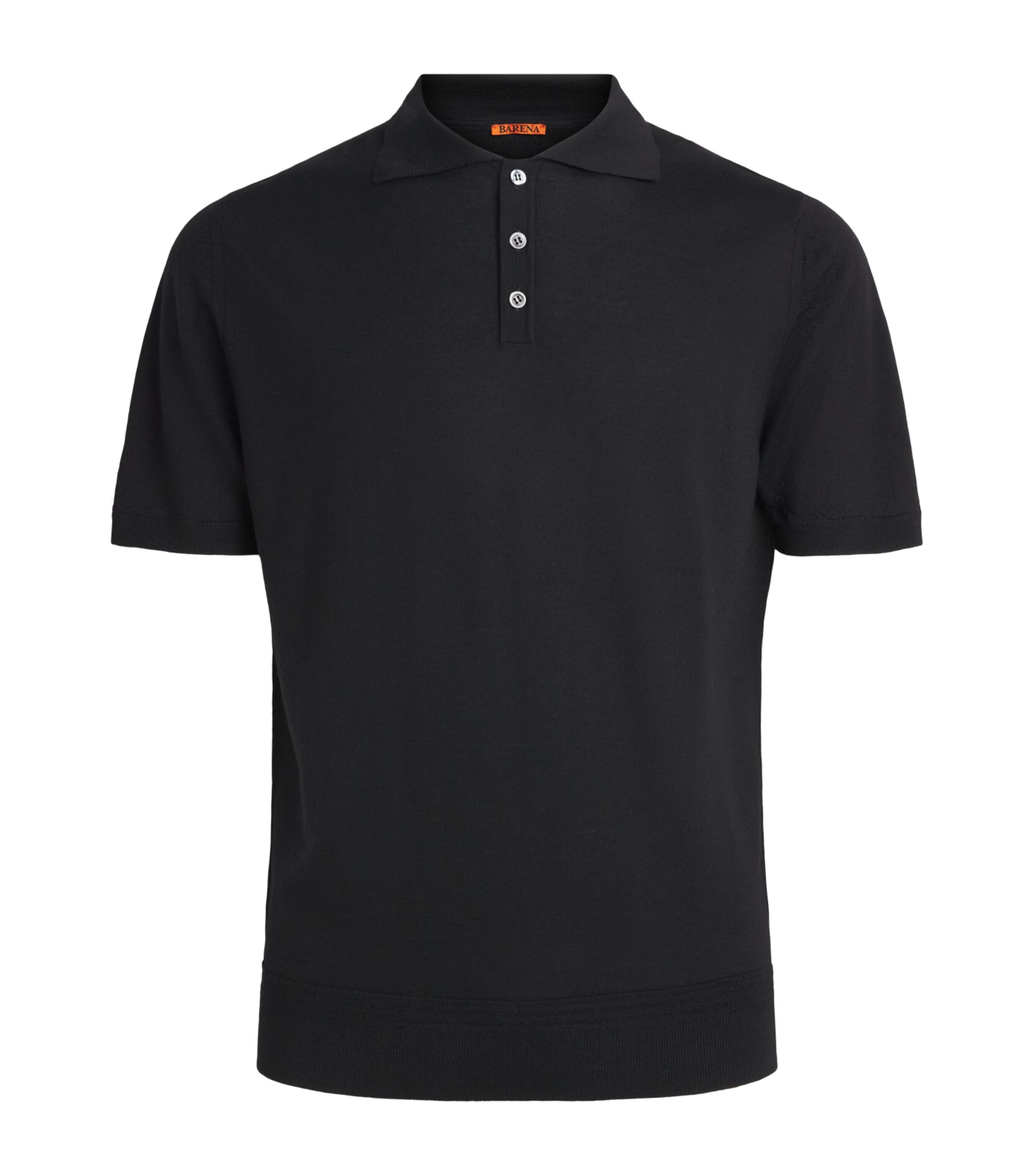 Barena Mens Merino Polo Shirt Nero Image 1