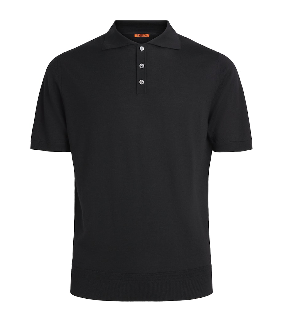 Barena Mens Merino Polo Shirt Nero Image 1