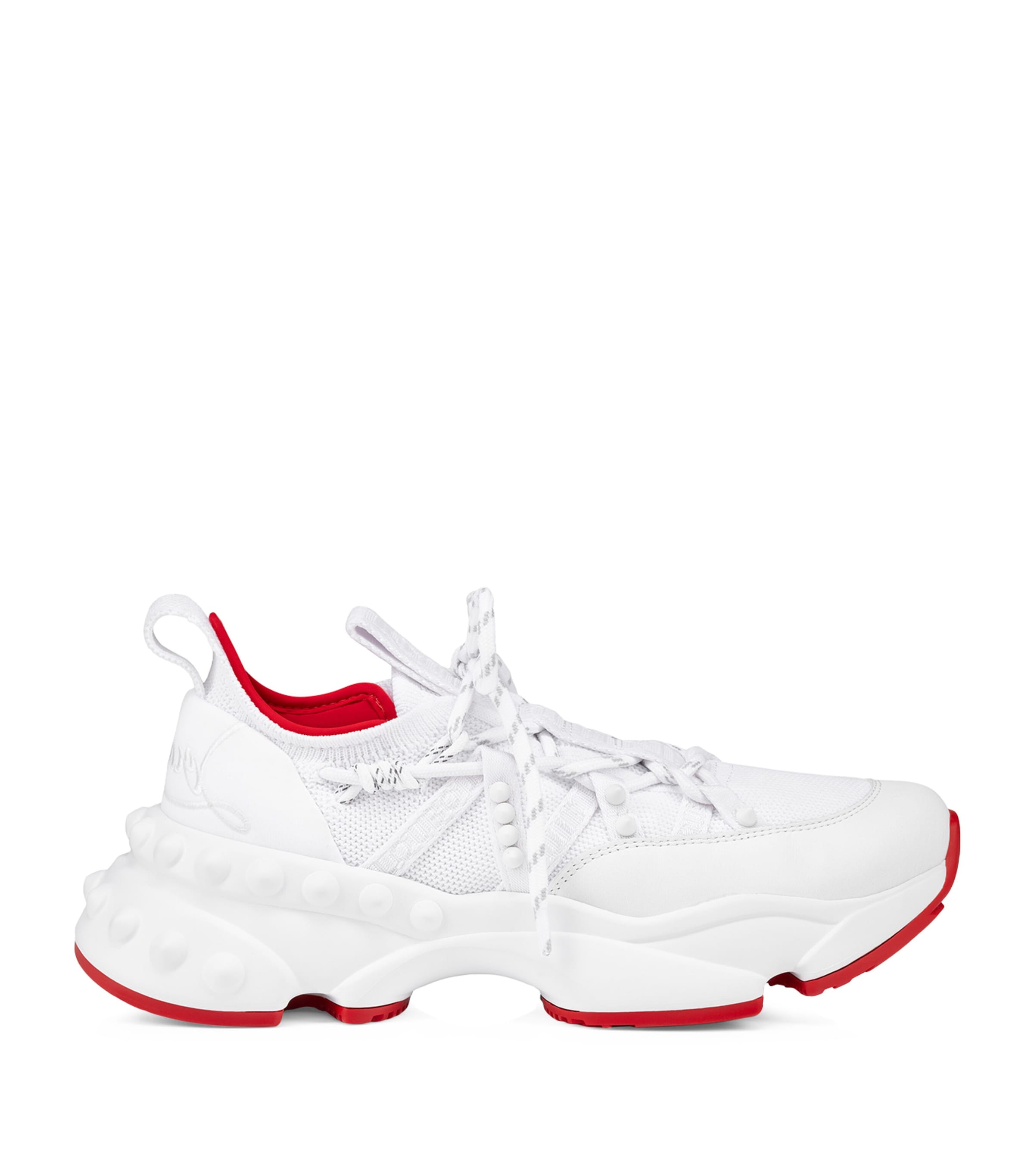 Christian Louboutin Trailnrun Panelled Mesh-knit Sneakers In White