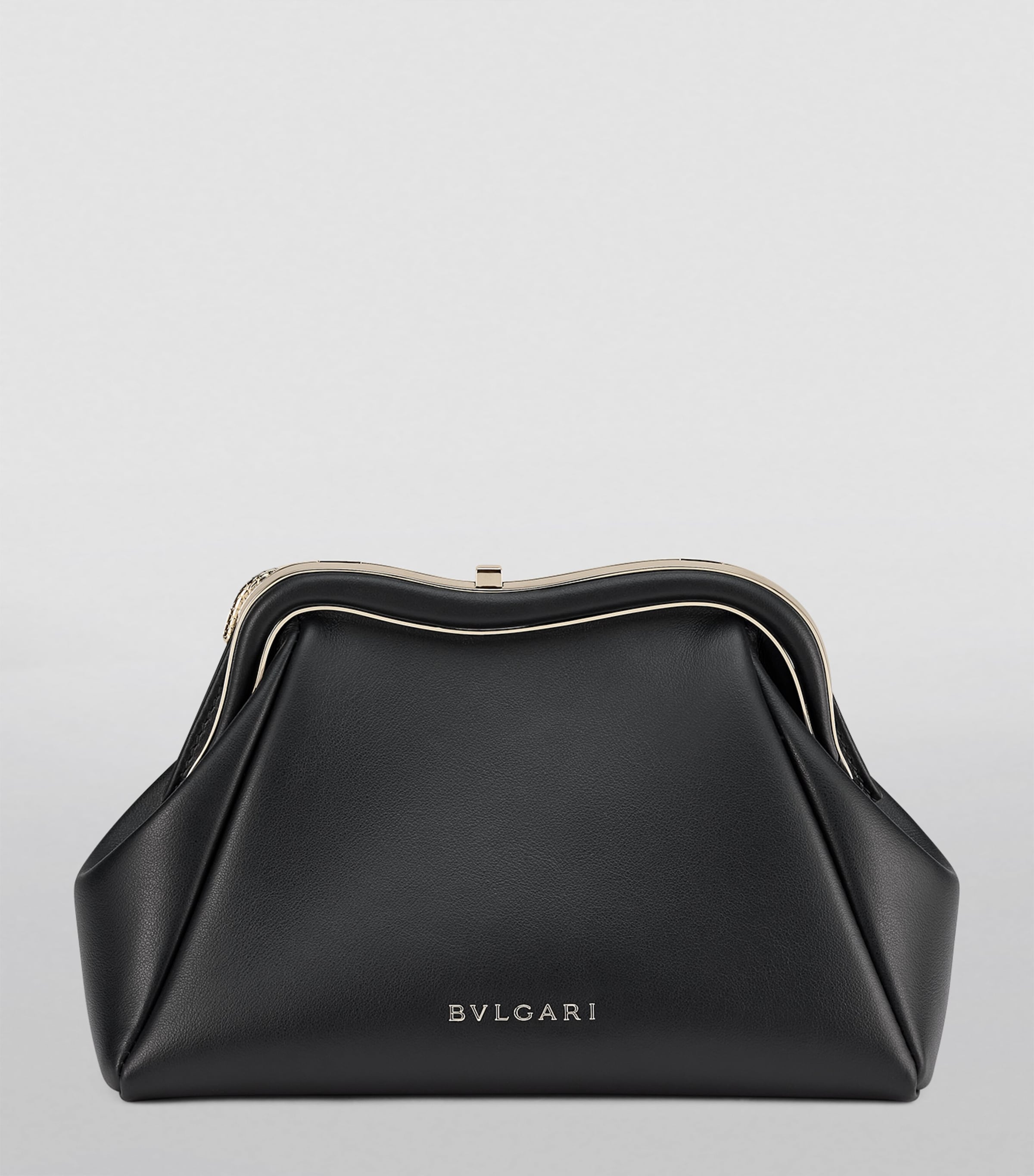 Small Leather Serpentine Clutch Bag BLACK Image 4