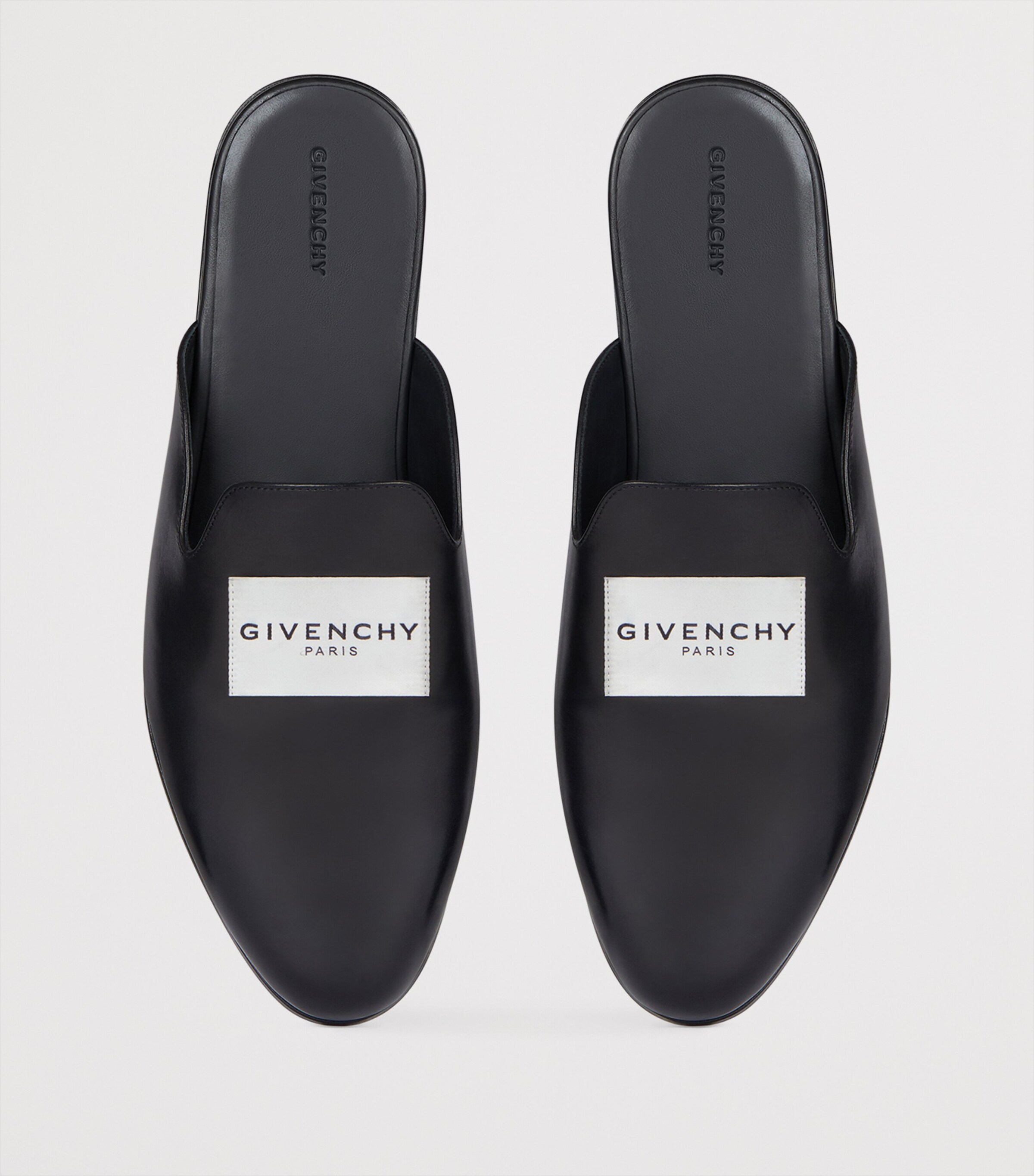 Calfskin Logo-Label Slippers BLACK Image 4