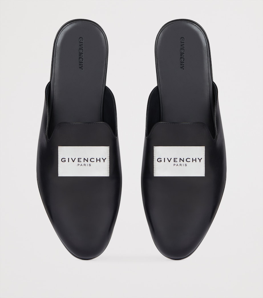 Calfskin Logo-Label Slippers BLACK Image 4