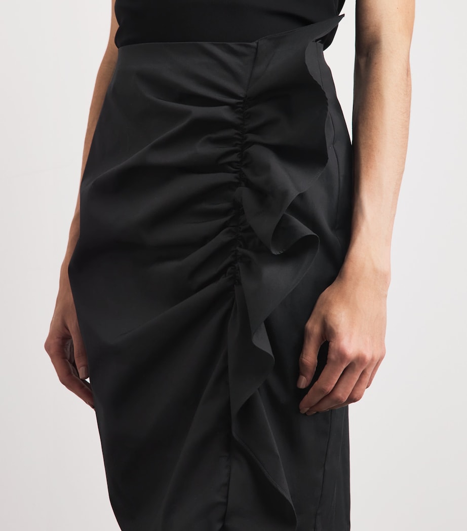 Carolina Herrera Womens Cotton-Blend Ruffle Midi Skirt Black Image 3