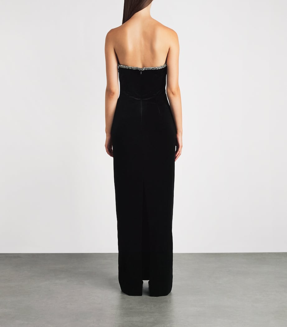 Self-Portrait Womens Velvet Embellished Maxi Dress Black Image 4
