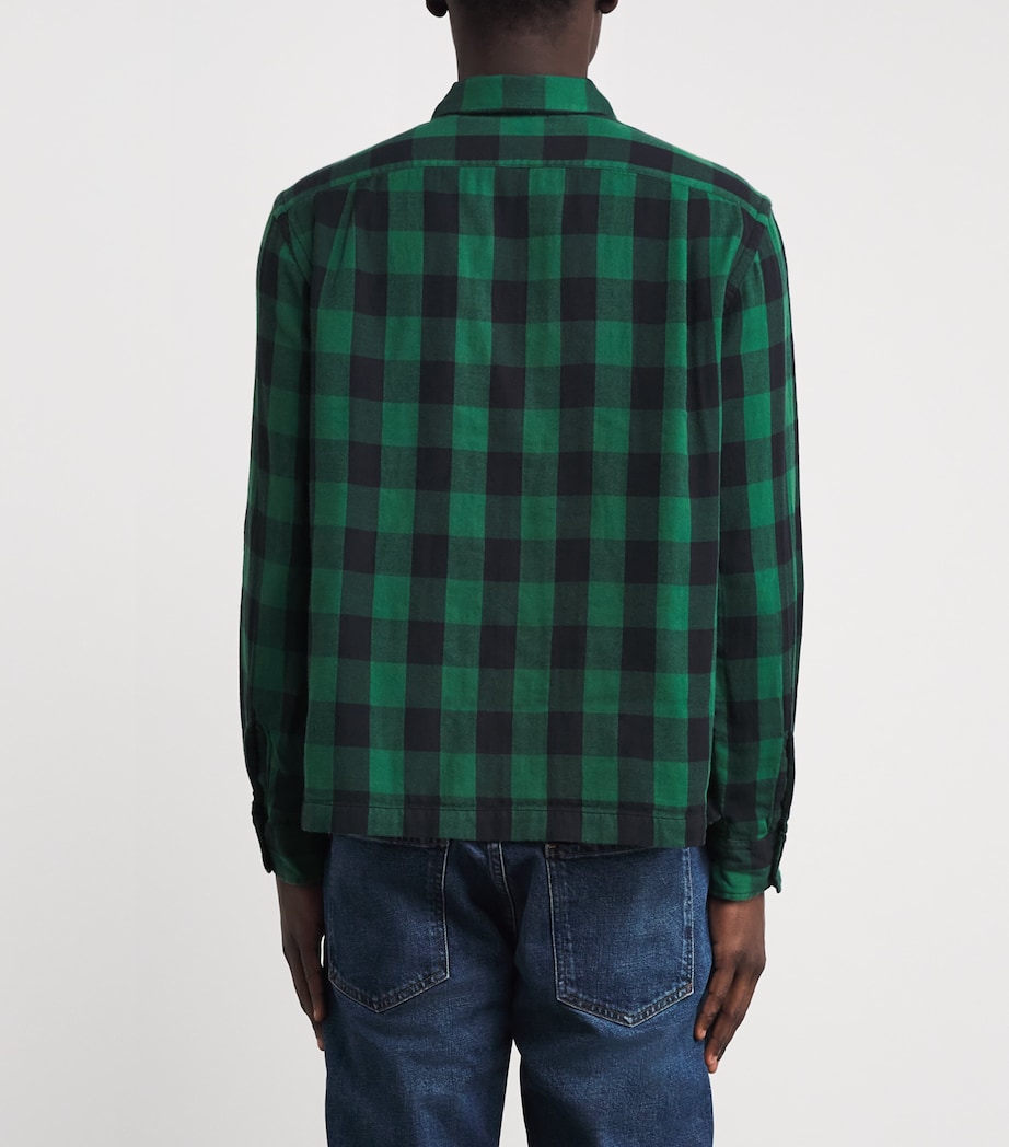 Cotton Flannel Check Overshirt GREEN Image 4