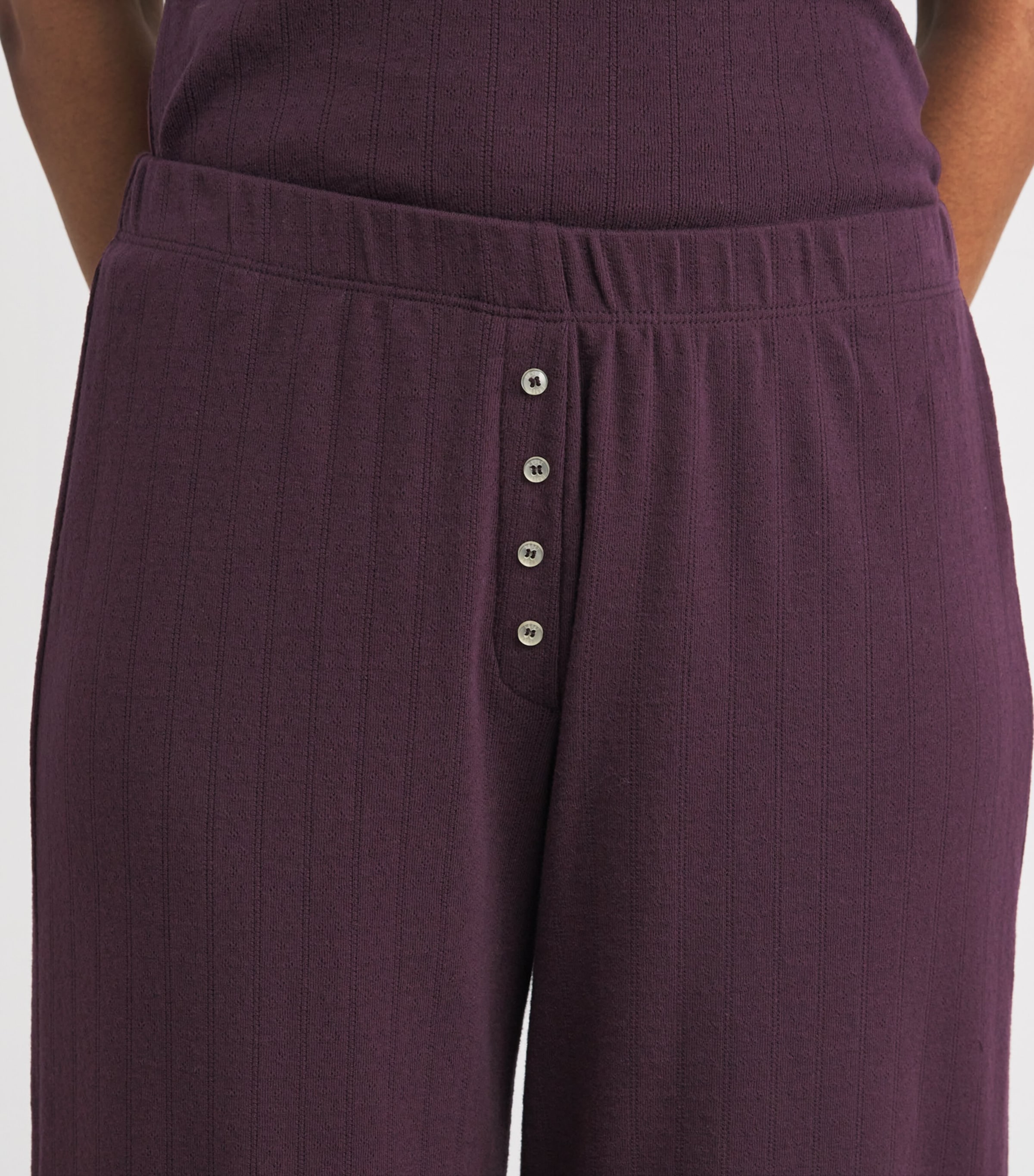 Cotton Pointelle Lounge Trousers DARK BERRY Image 6