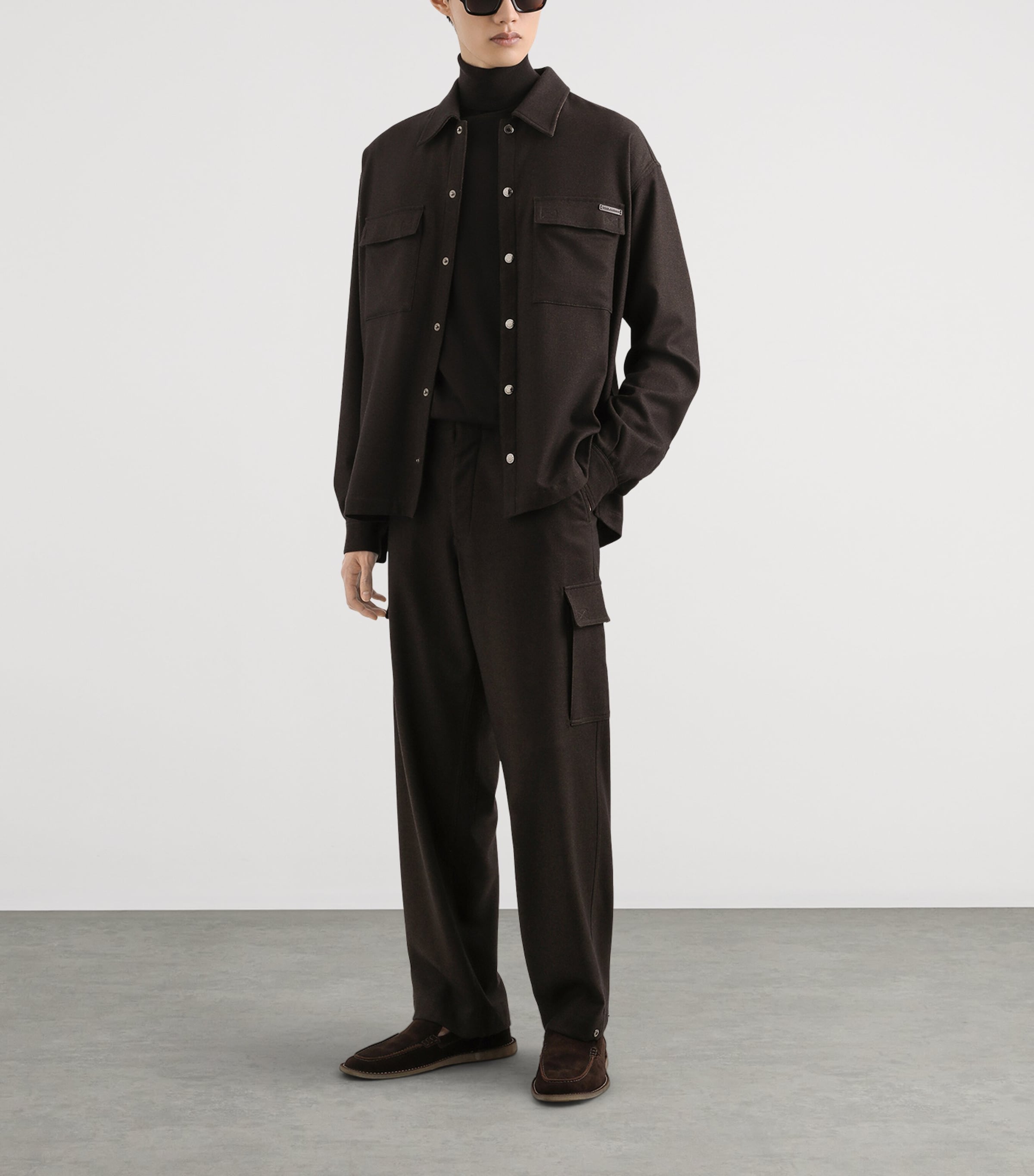 Wool-Blend Cargo Trousers M3977-BROWN Image 3