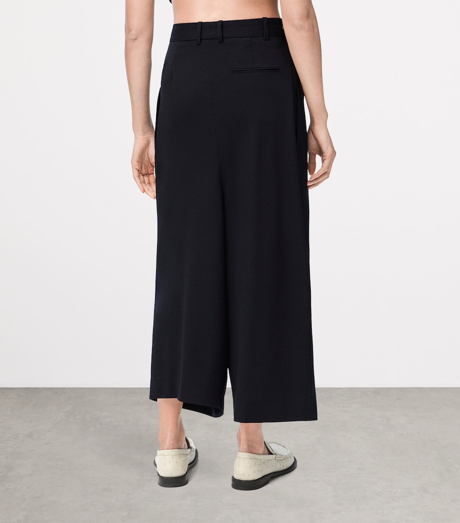 Wool Draped Cropped Trousers DARK NAVY BLUE Image 4