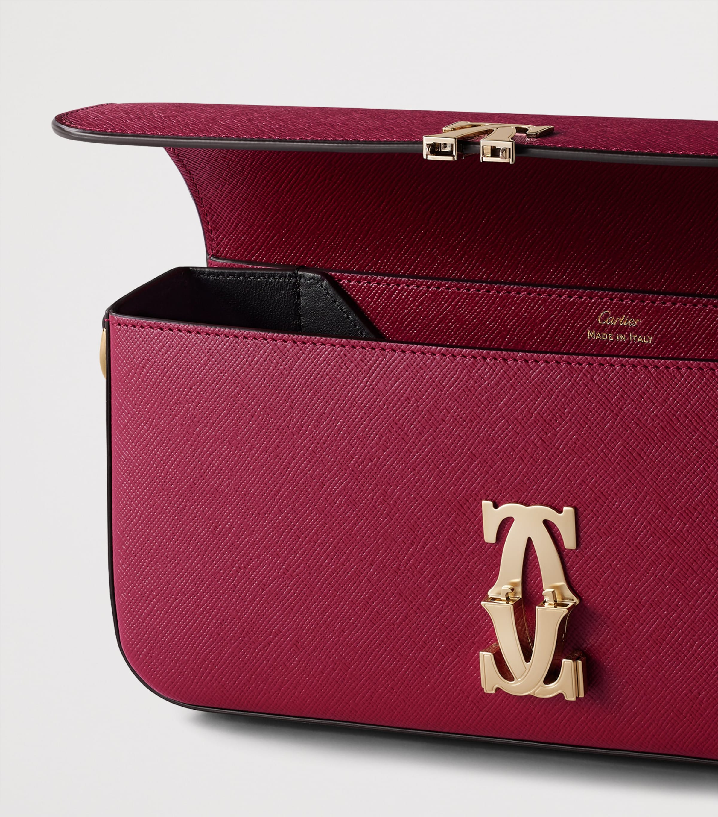 Leather C de Cartier East-West Shoulder Bag CHERRY Image 3