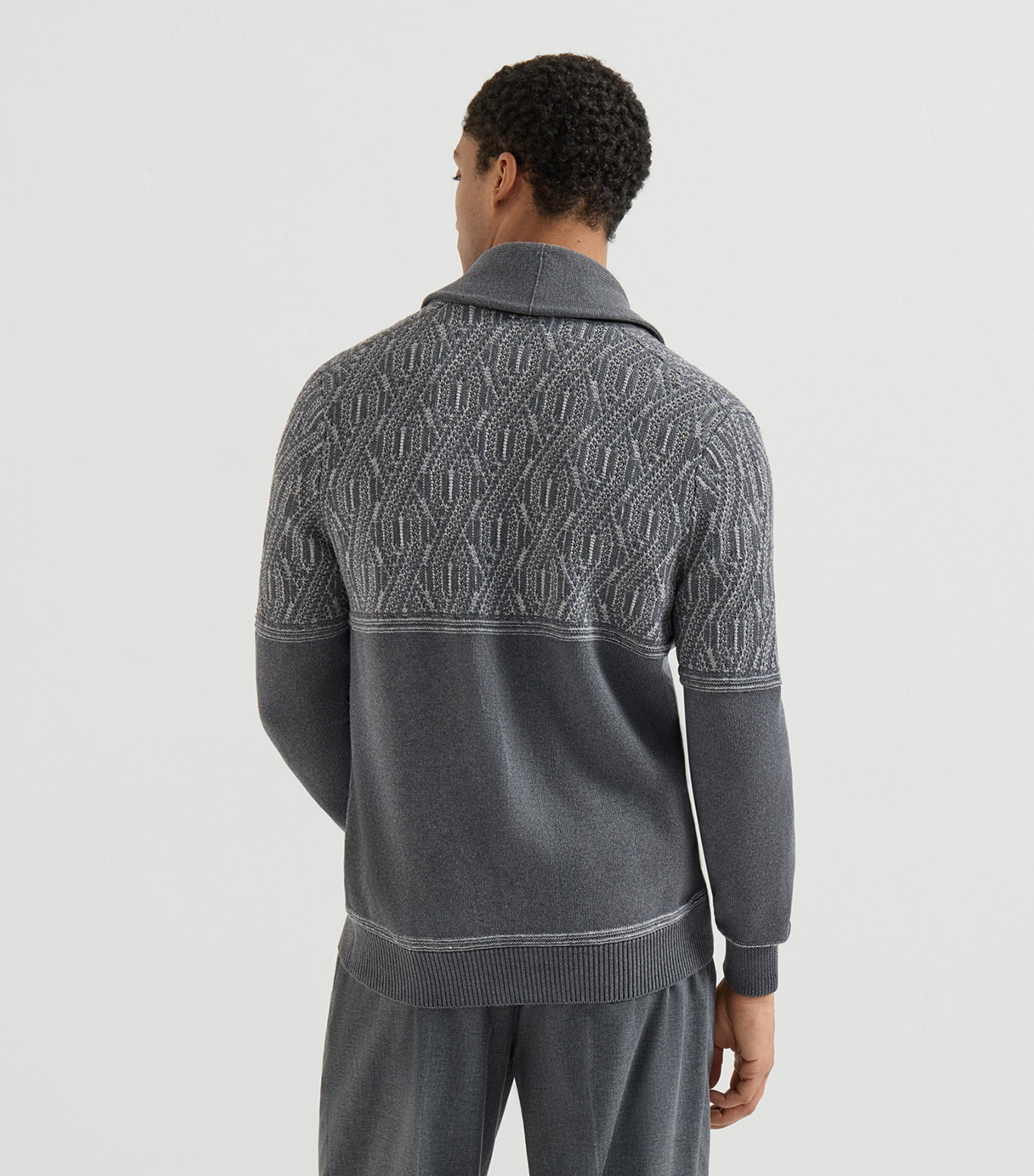 Brunello Cucinelli Mens Cotton Jacquard Shawl Cardigan Image 4