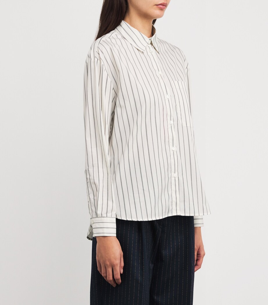 Cotton Stripe Oversized Shirt WHITE Image 3