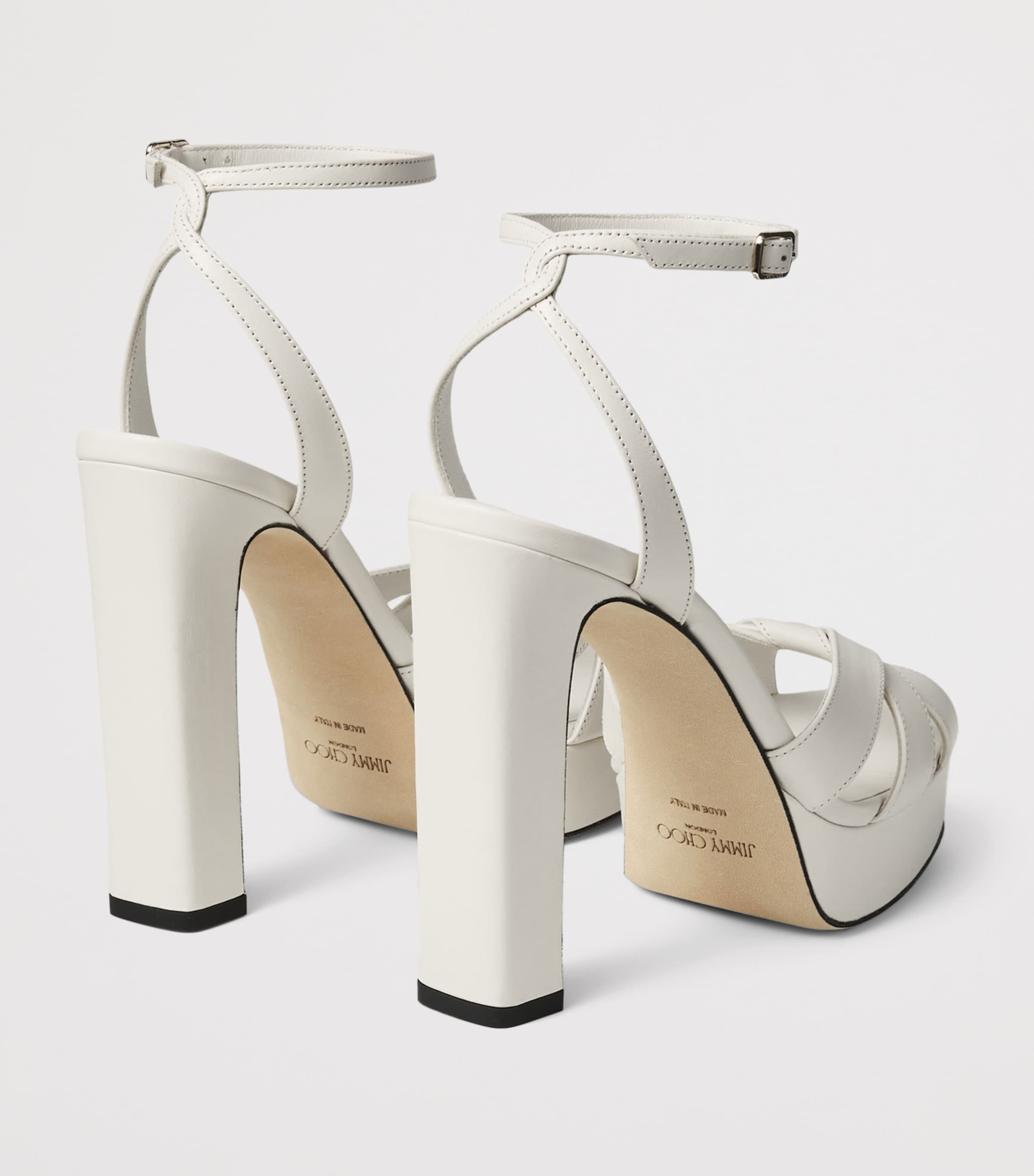 Jimmy Choo Kove 120 Nappa Leather Platform Sandals Latte Image 3