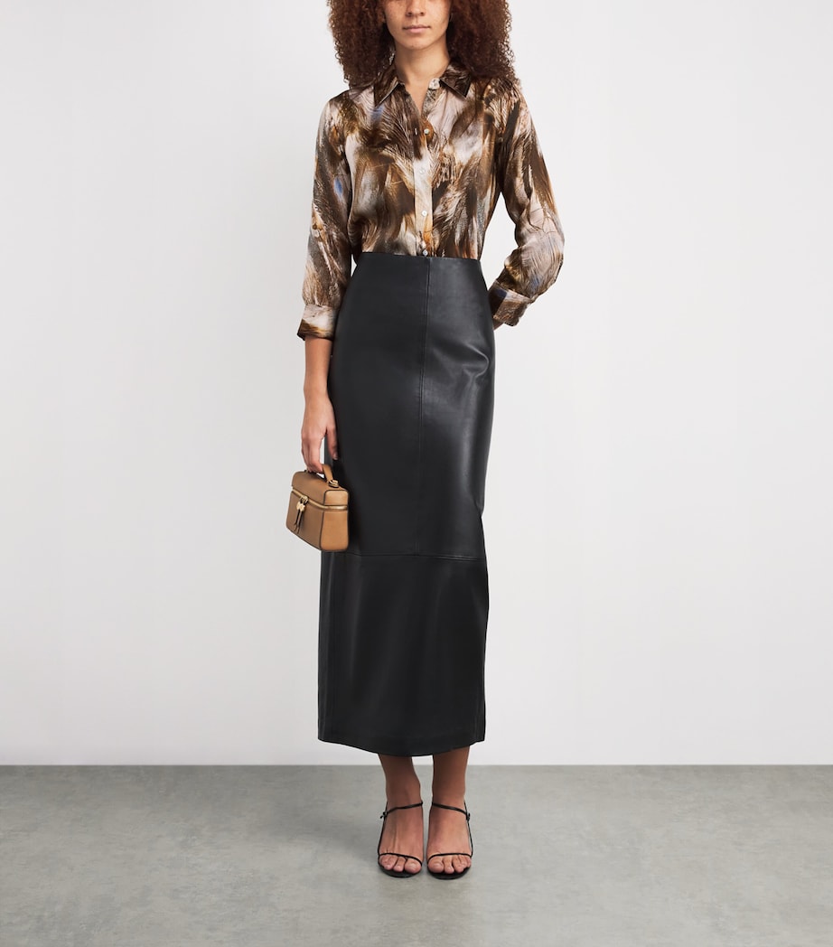 Silk Cropped-Sleeve Dani Blouse NEUTRAL/BL MIX FTHER Image 2