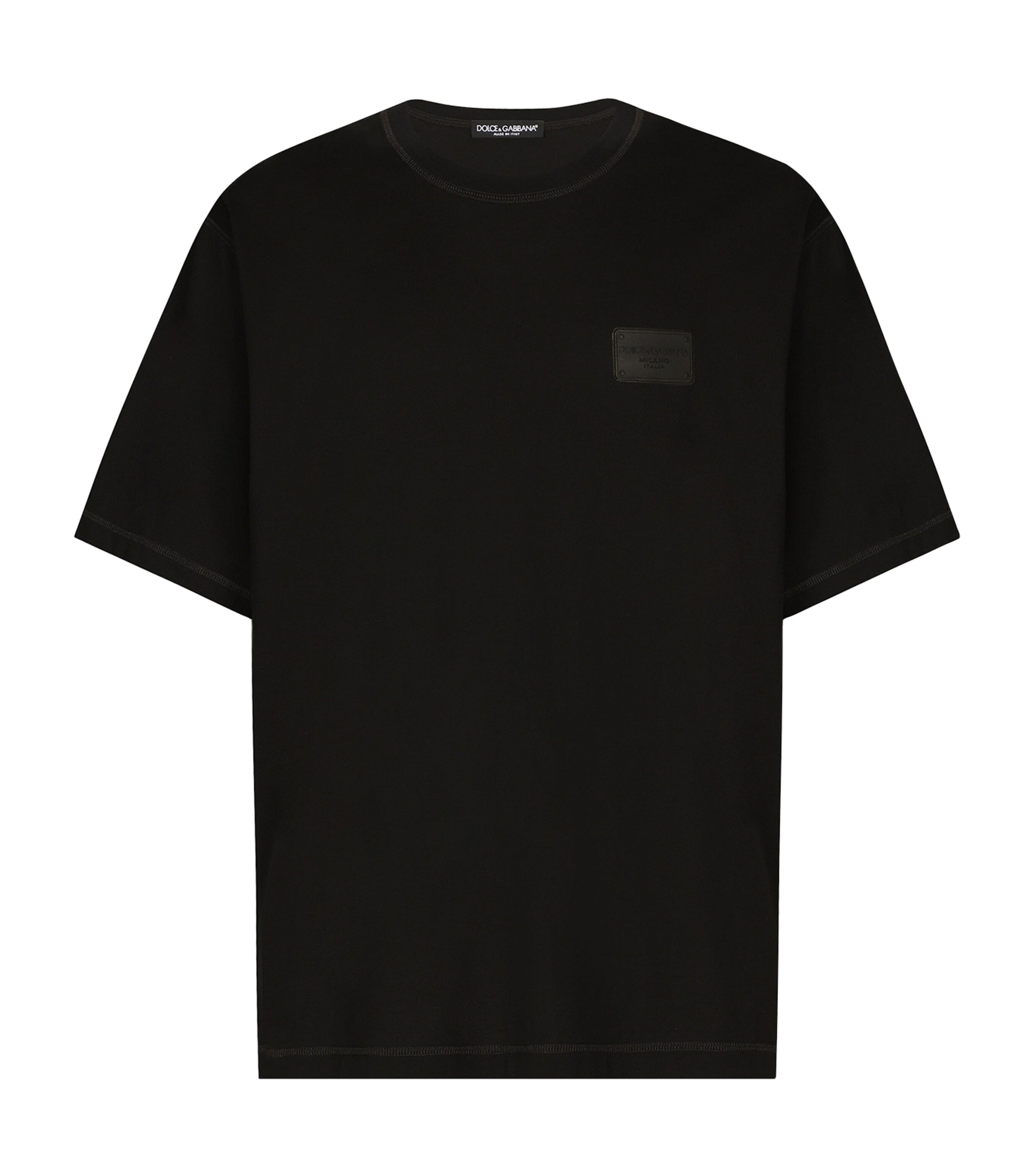 Shop Dolce & Gabbana Cotton Leather-logo T-shirt