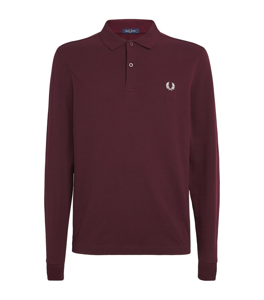 Fred Perry Mens Cotton Embroidered Half-Zip Sweatshirt Oxblood Image 1