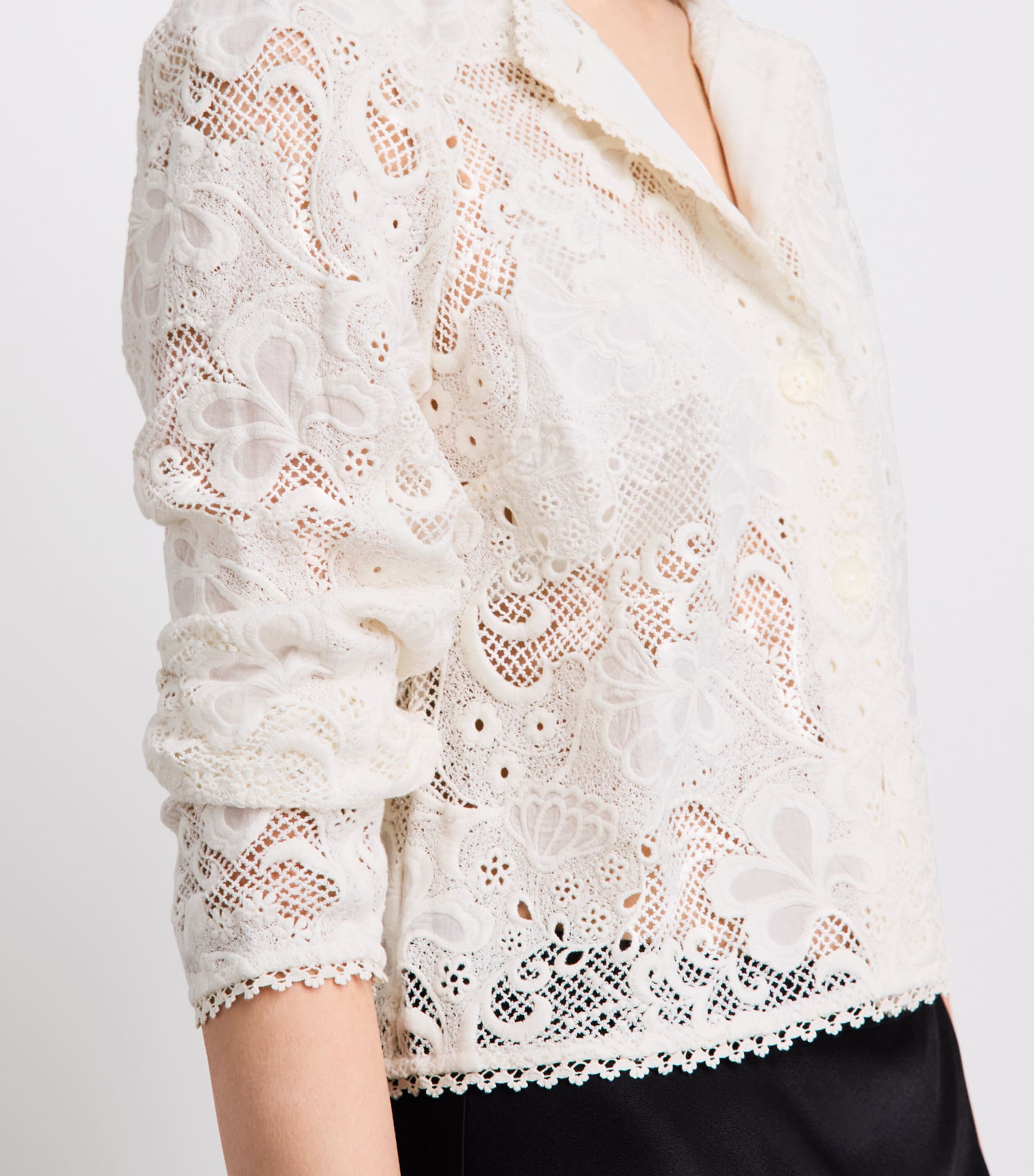ME+EM Womens Lace Cropped Jacket Light Cream Image 3