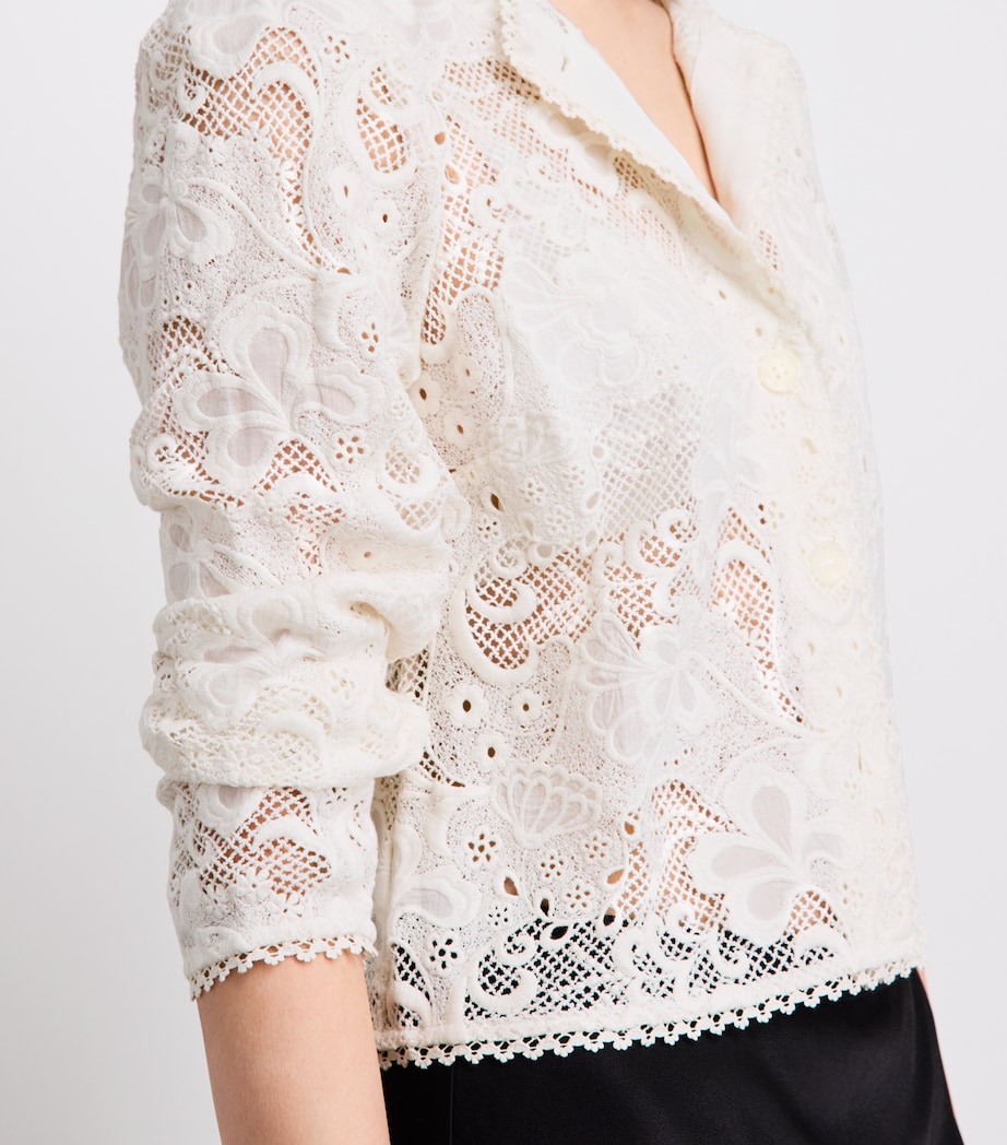 ME+EM Womens Lace Cropped Jacket Light Cream Image 3