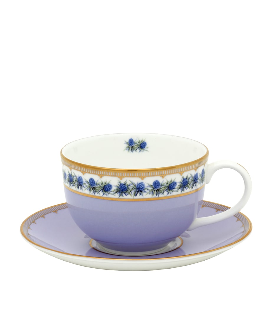 Shell Garden Floral Teacup and Saucer PURPLE Image 1