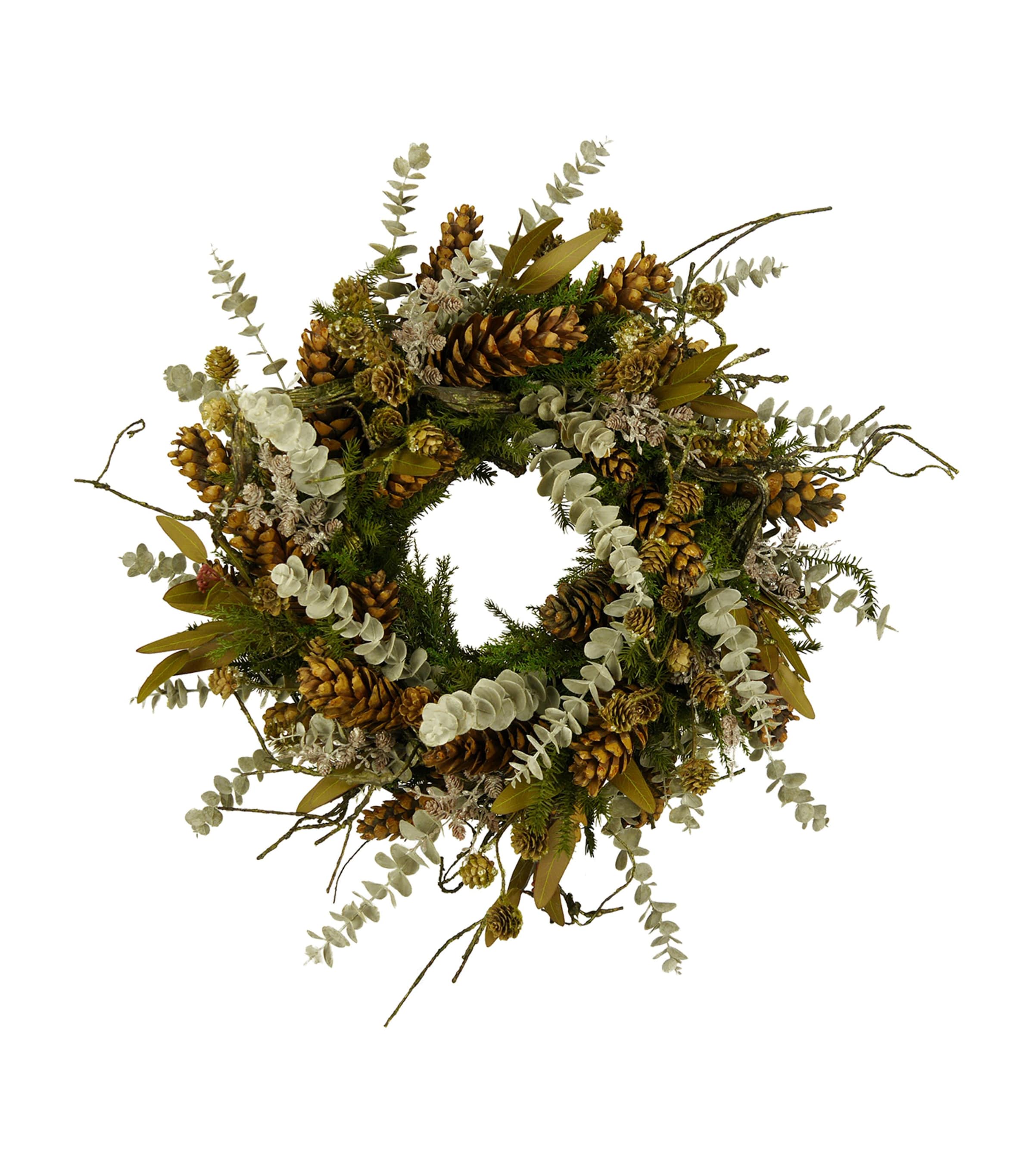 Edelpink & Goldgrün Cones and Root Branch Wreath Brown/green Image 1