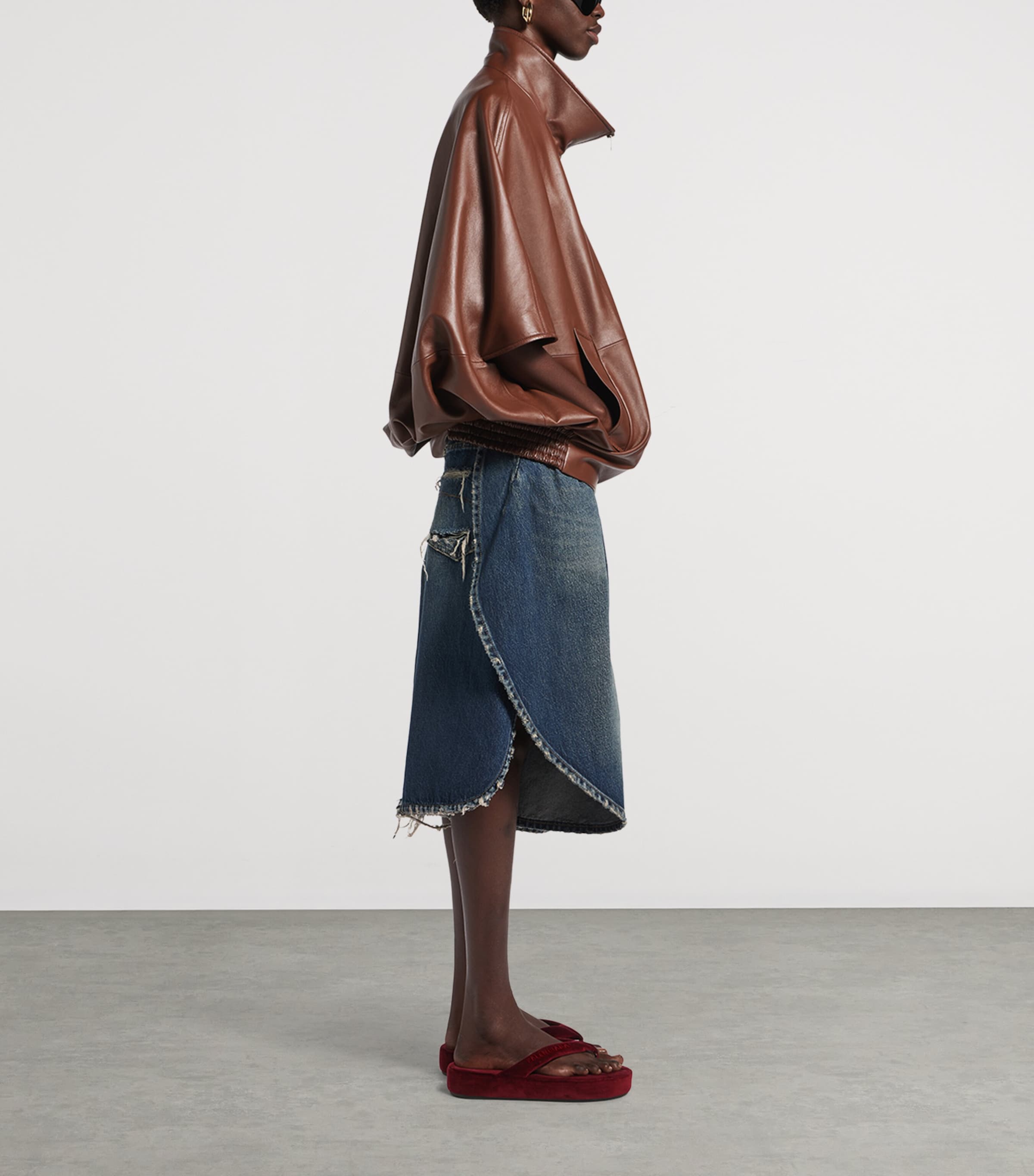Balenciaga Womens Tulip Denim Shorts Image 4