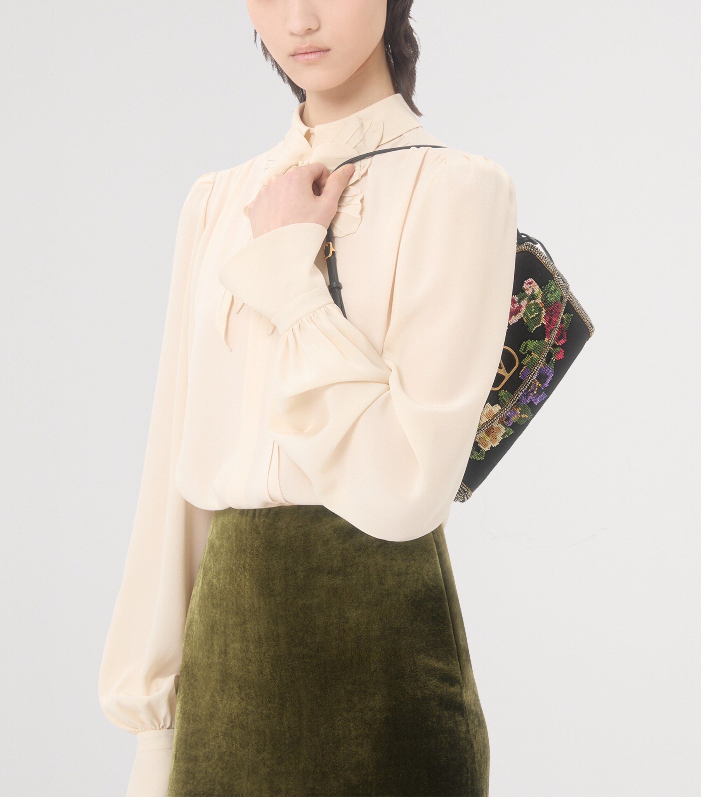 Valentino Womens Silk Floral-Embroidered Blouse Image 6