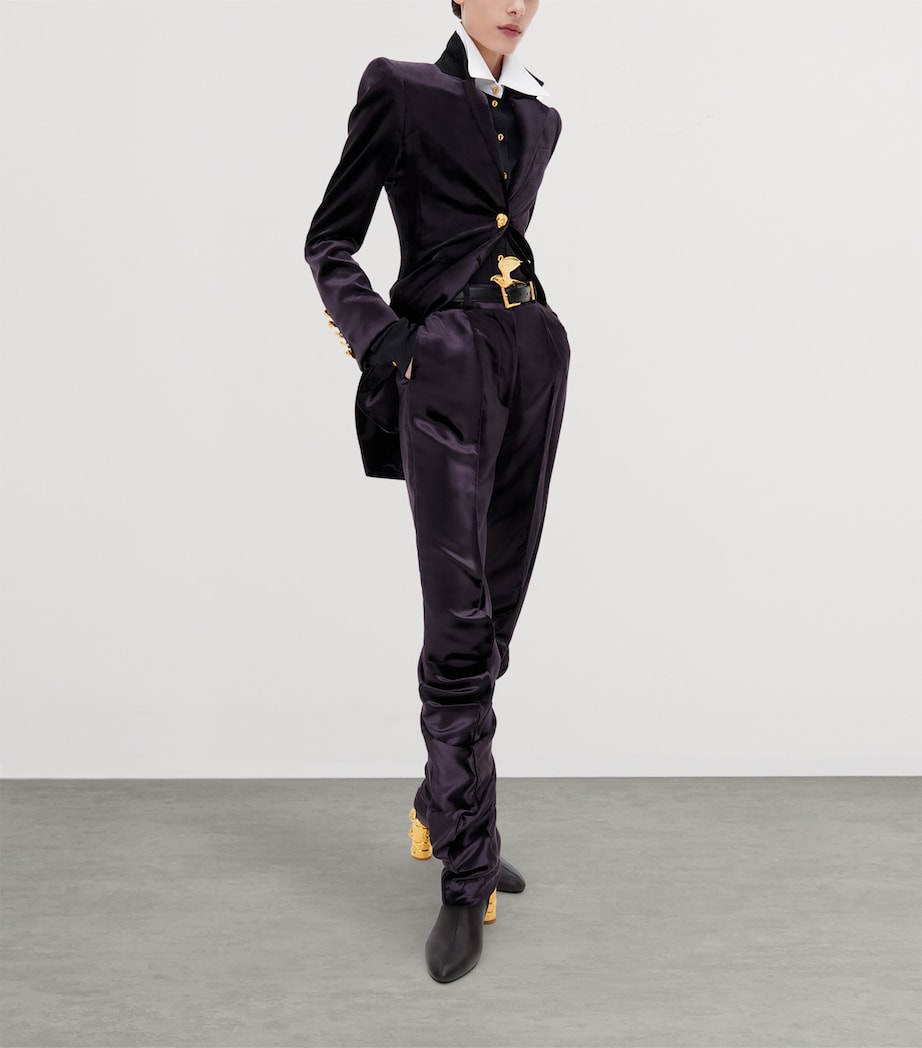Schiaparelli Womens Velvet Demi-Lune Blazer Purple Image 2