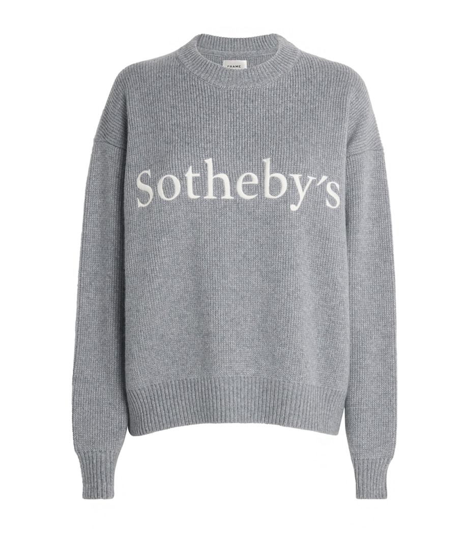 FRAME Womens x Sotheby's Cashmere Sweater Grey Melange Image 1